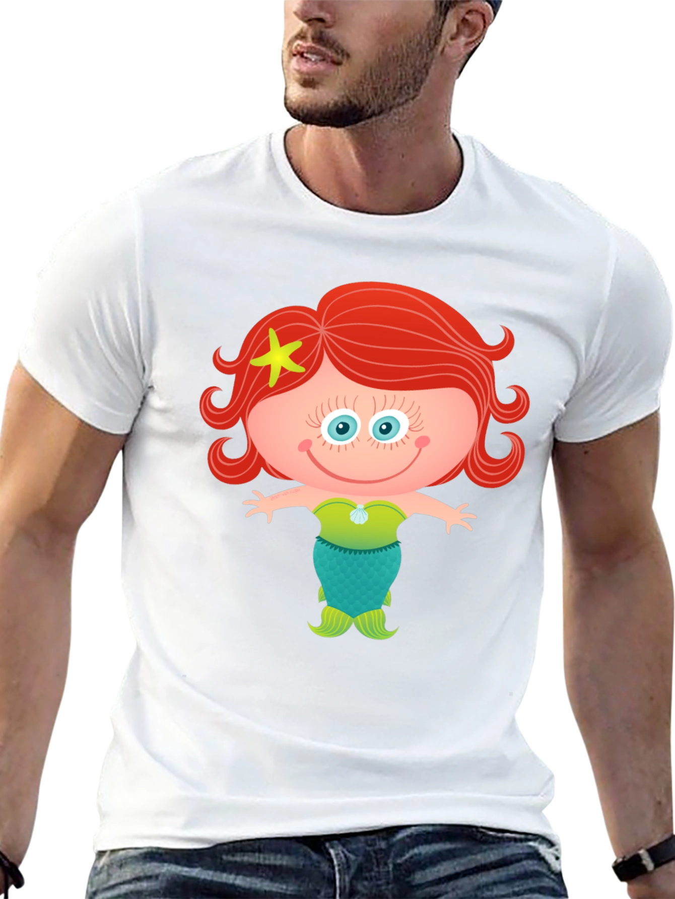 Cute Mermaid Cartoon Graphic T-Shirt