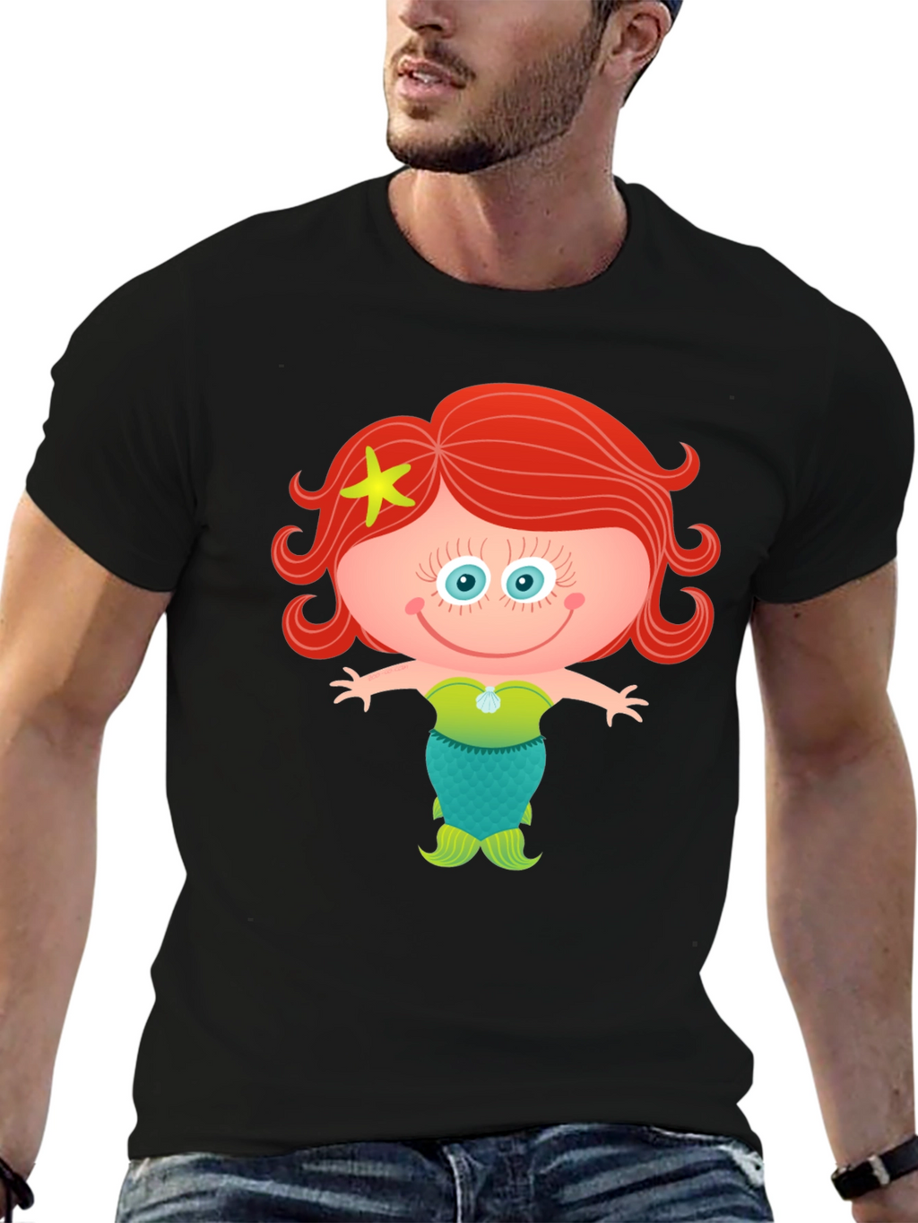 Cute Mermaid Cartoon Graphic T-Shirt