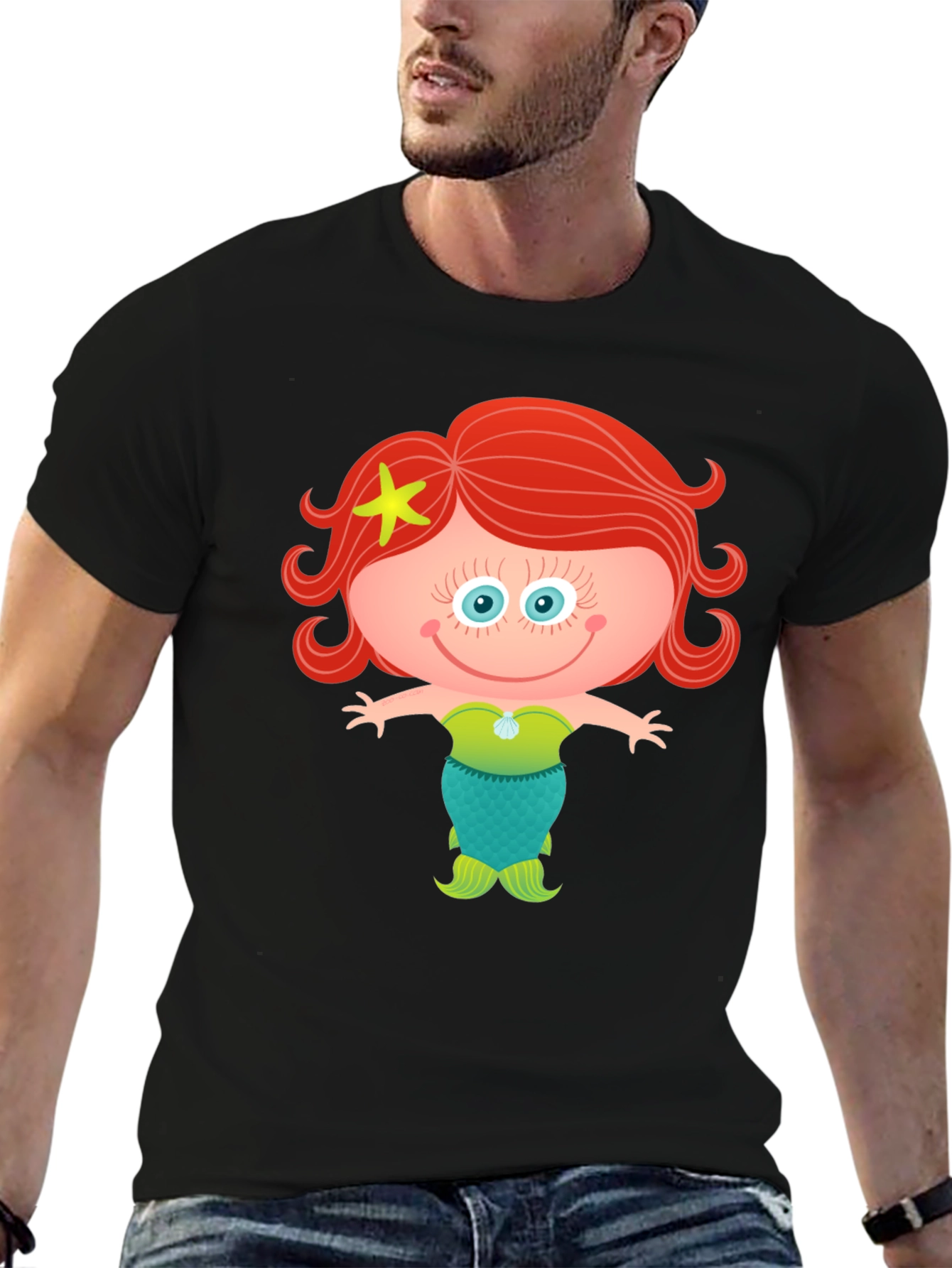 Cute Mermaid Cartoon Graphic T-Shirt