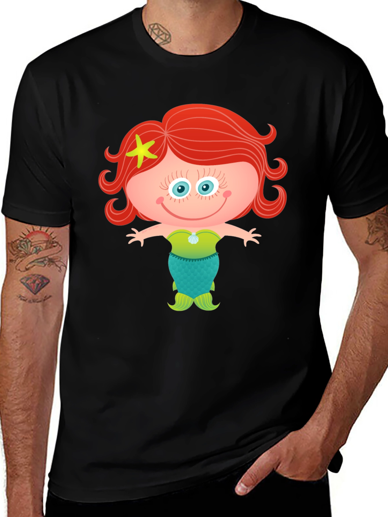 Cute Mermaid Cartoon Graphic T-Shirt