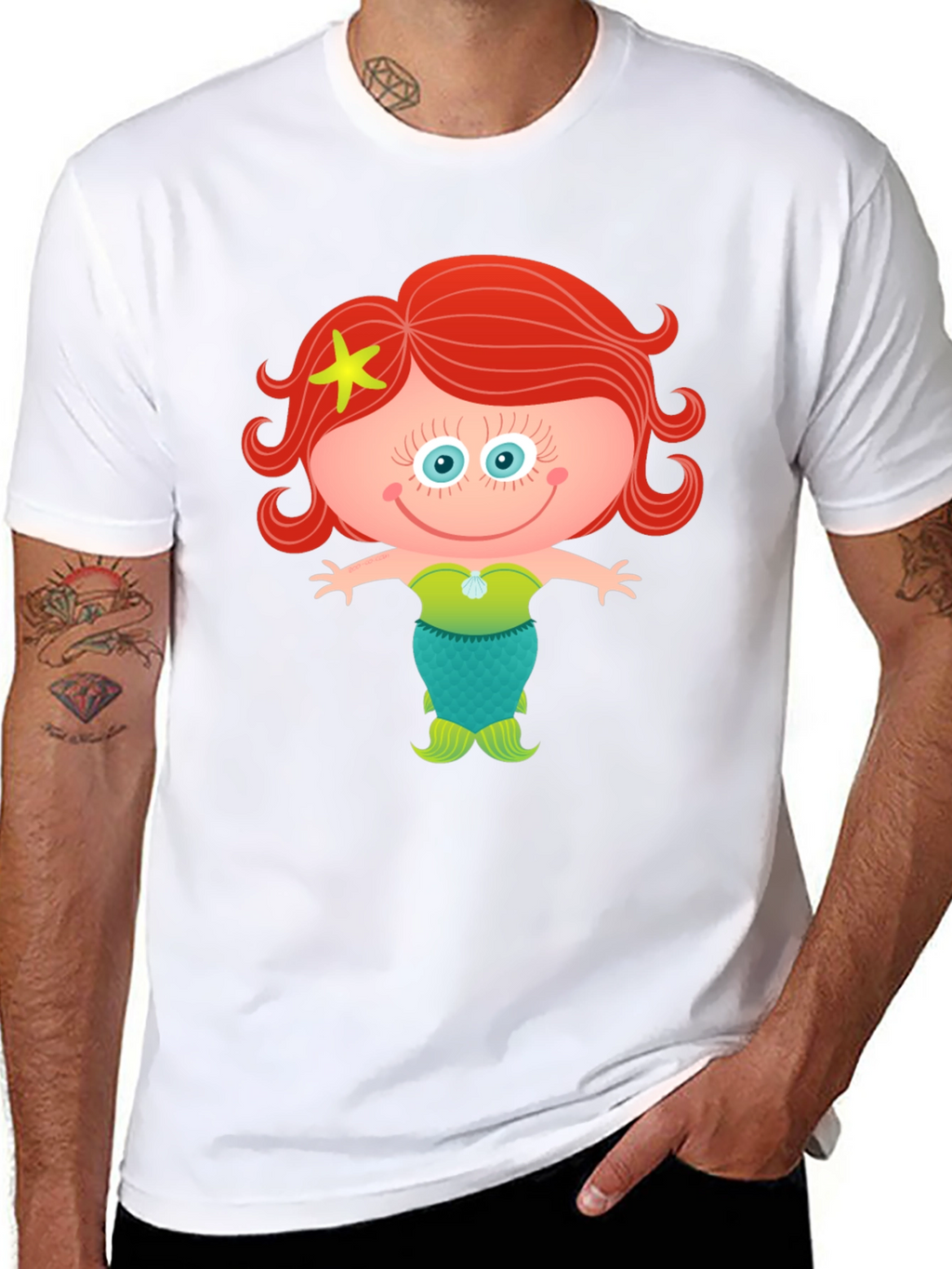 Cute Mermaid Cartoon Graphic T-Shirt