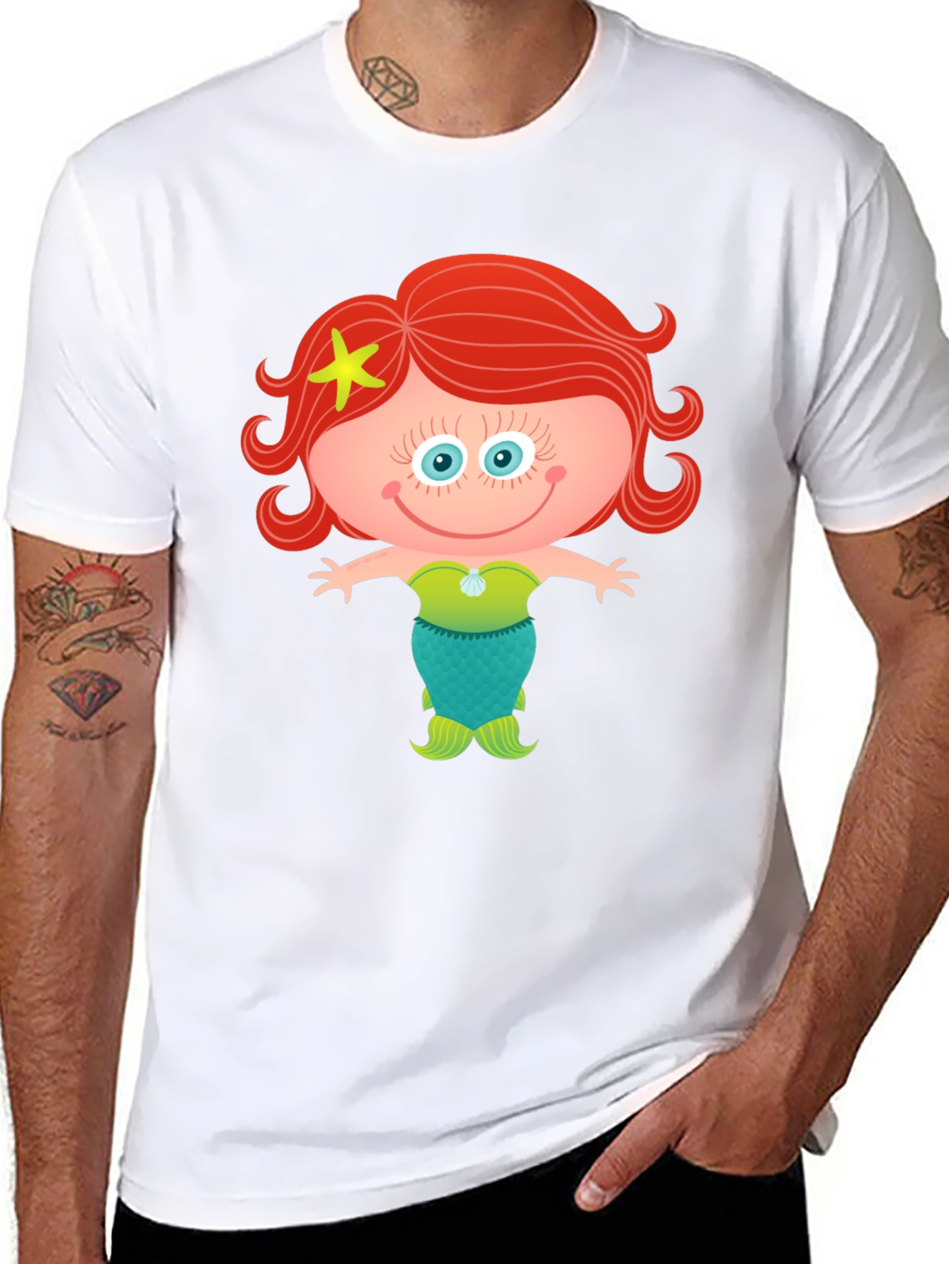Cute Mermaid Cartoon Graphic T-Shirt