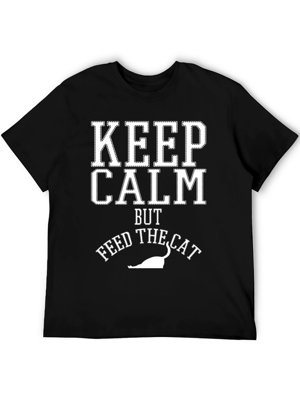Keep Calm Feed The Cat Black T-Shirt
