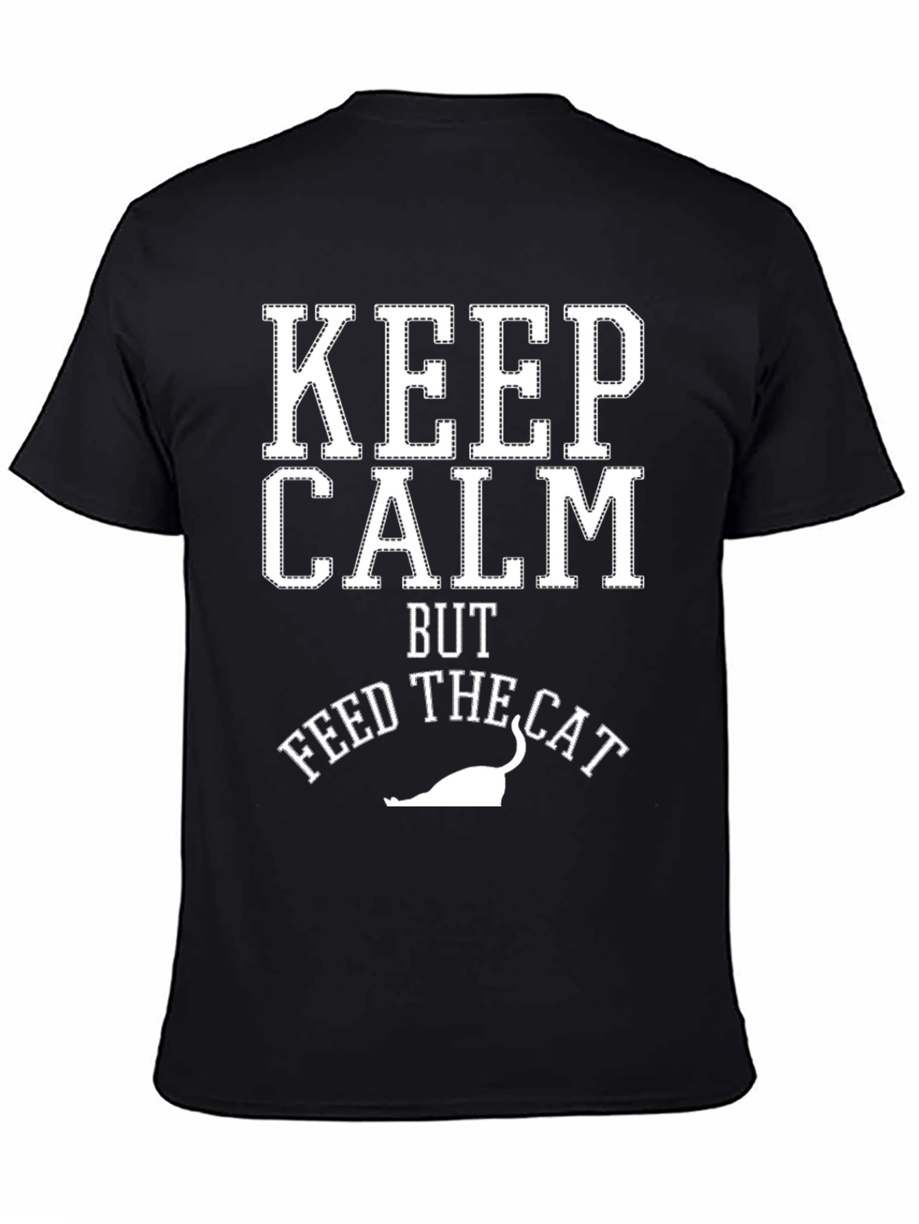 Keep Calm Feed The Cat Black T-Shirt