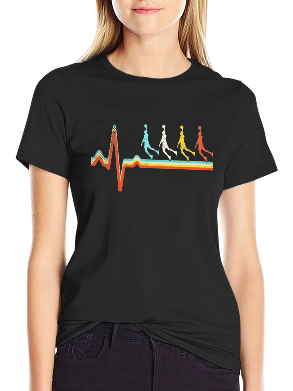 Basketball Heartbeat Retro Graphic Tee