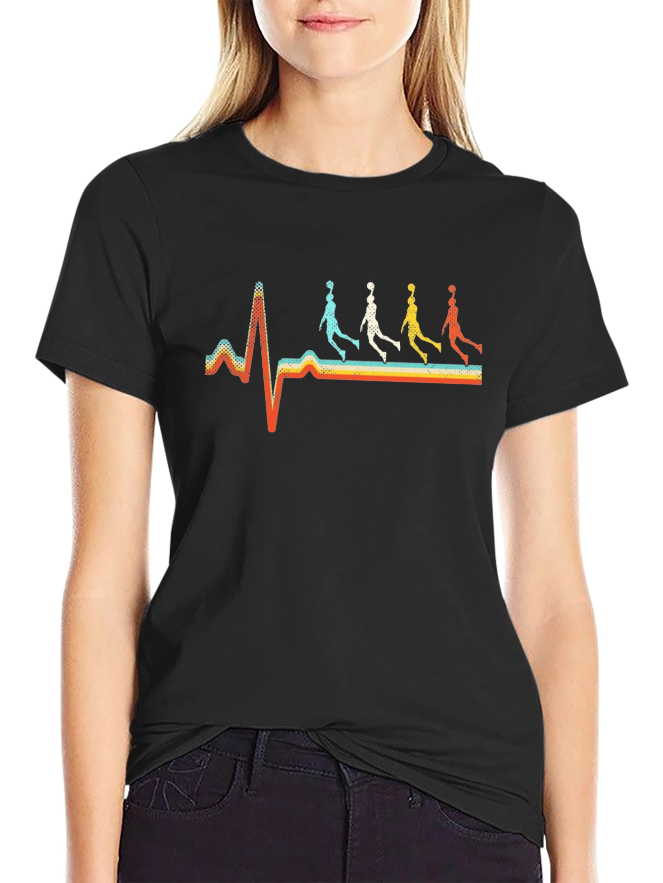 Basketball Heartbeat Retro Graphic Tee