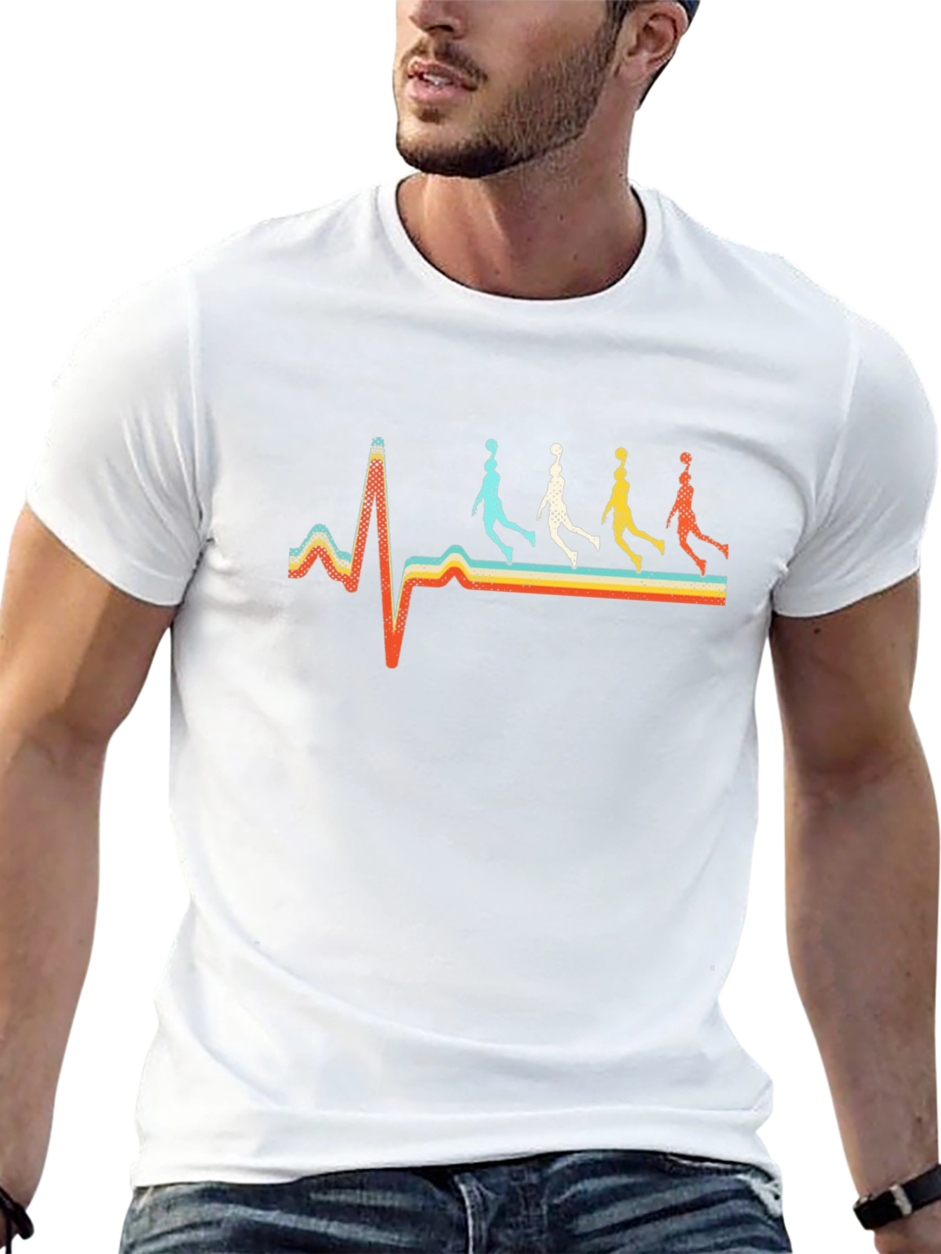 Basketball Heartbeat Retro Graphic Tee