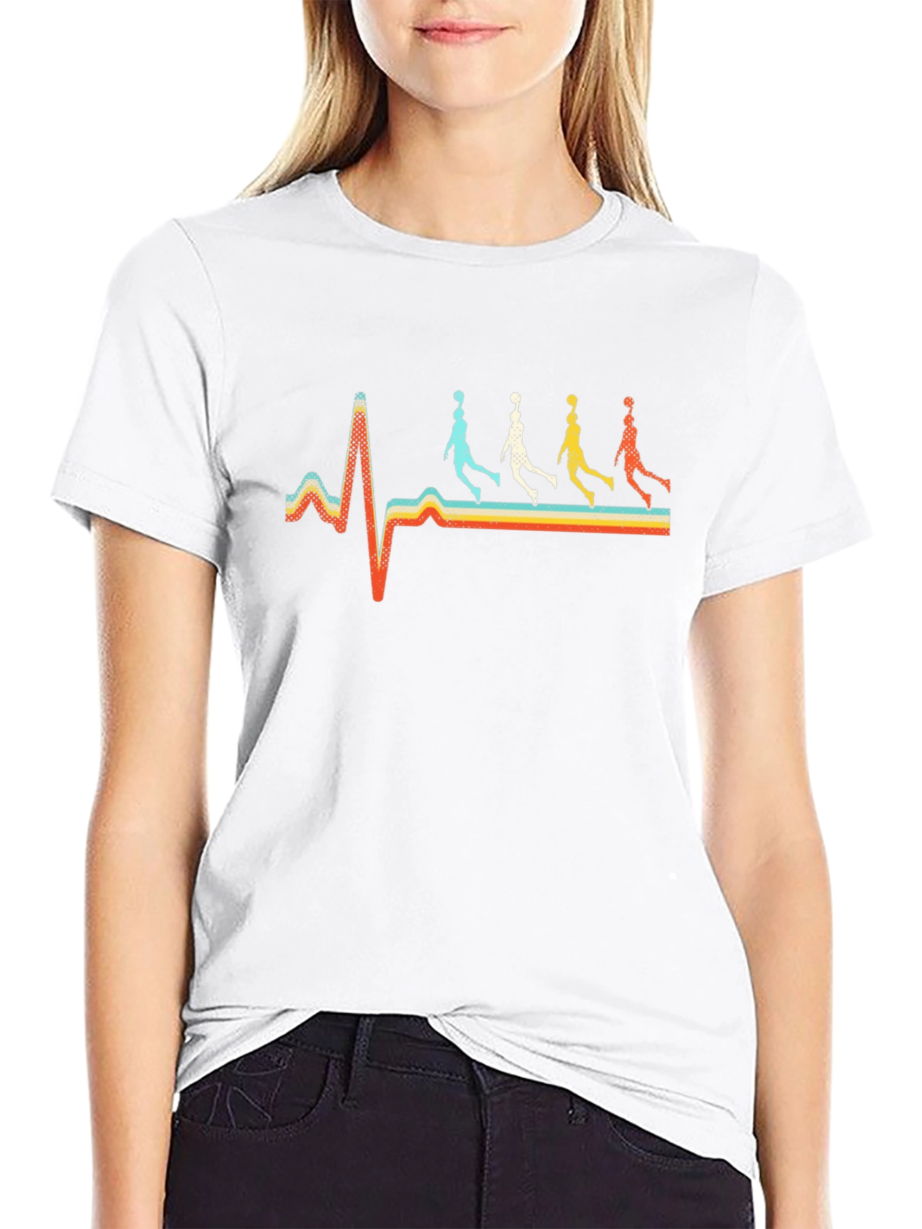 Basketball Heartbeat Retro Graphic Tee