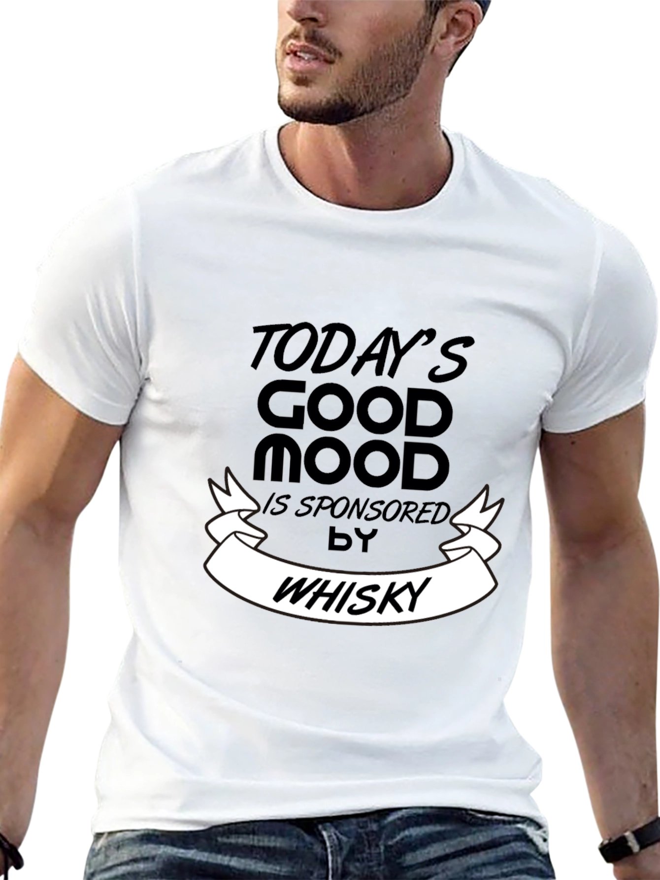 Todays Good Mood Whisky Mens Black T-Shirt