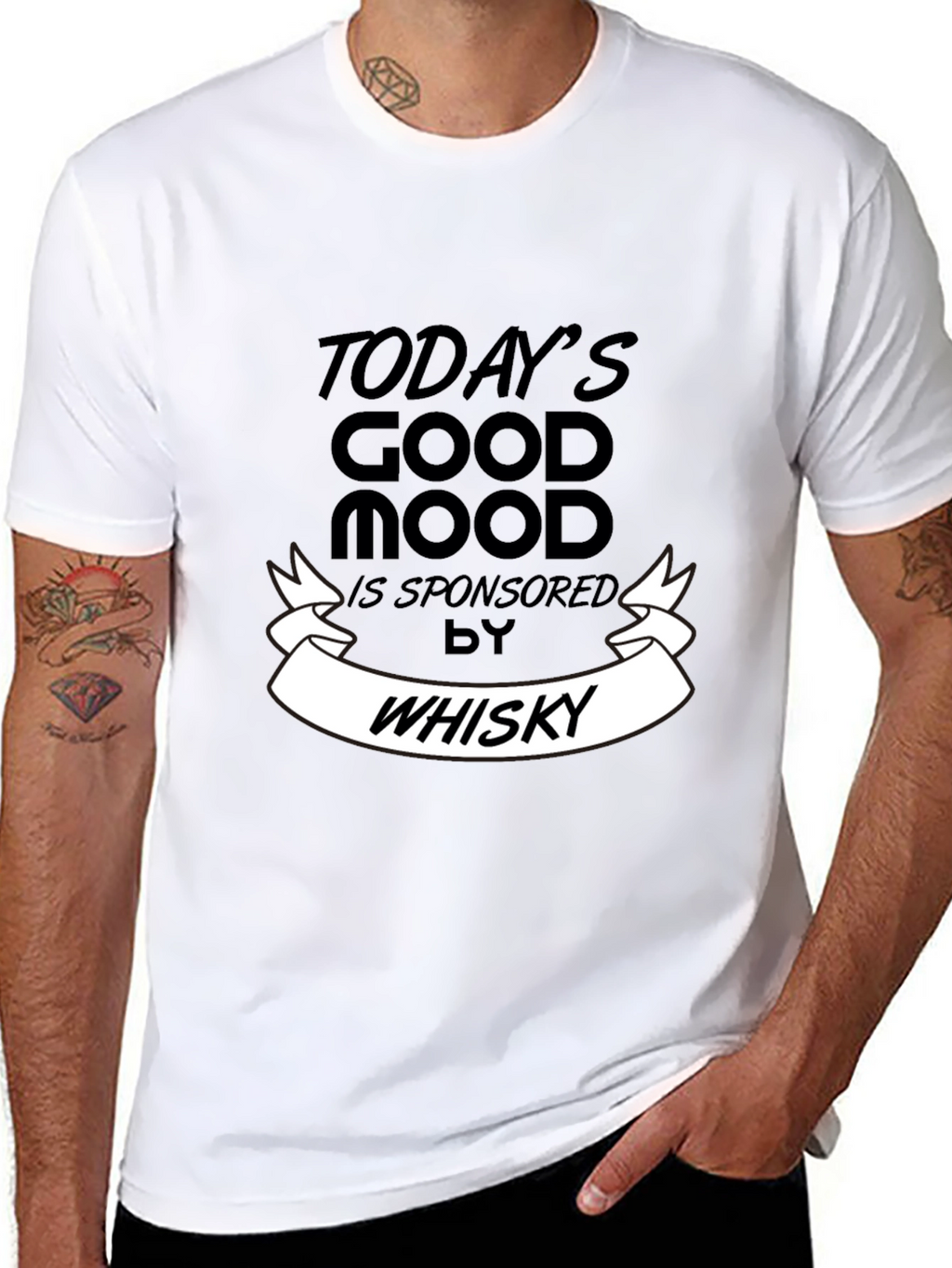 Todays Good Mood Whisky Mens Black T-Shirt