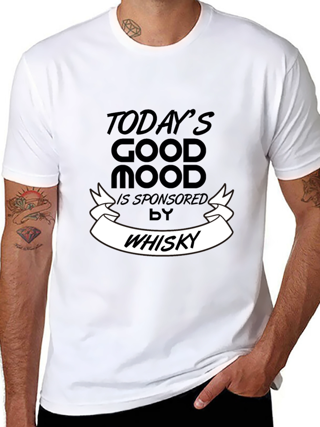 Todays Good Mood Whisky Mens Black T-Shirt
