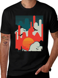 Retro Sunset T-Shirt - Abstract Landscape Design