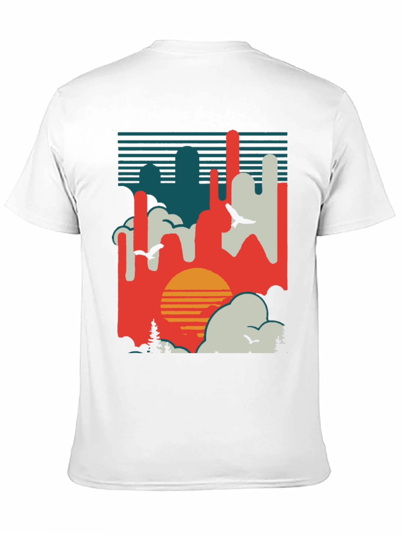 Retro Sunset T-Shirt - Abstract Landscape Design