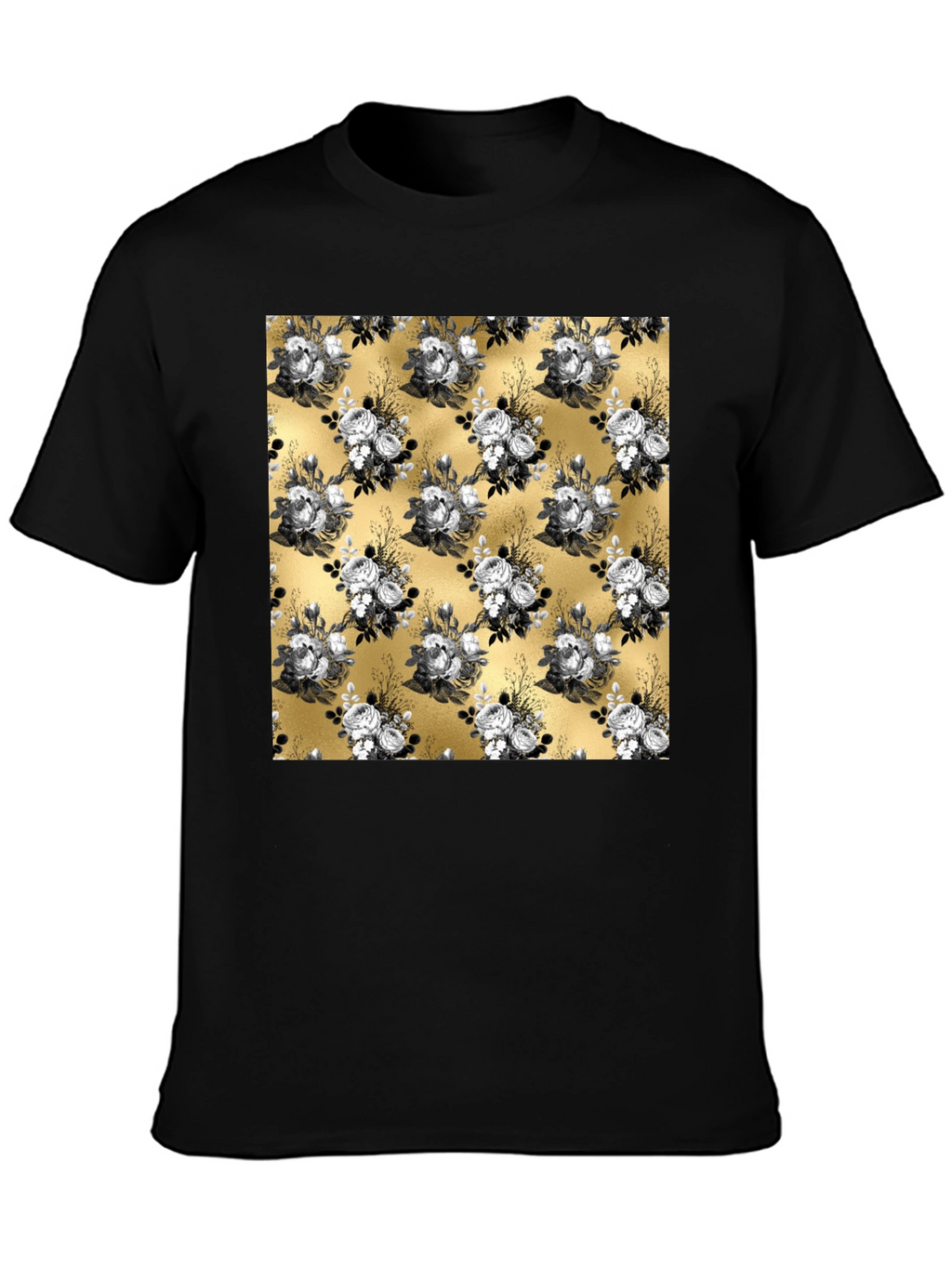 Floral Pattern T-Shirt - Black