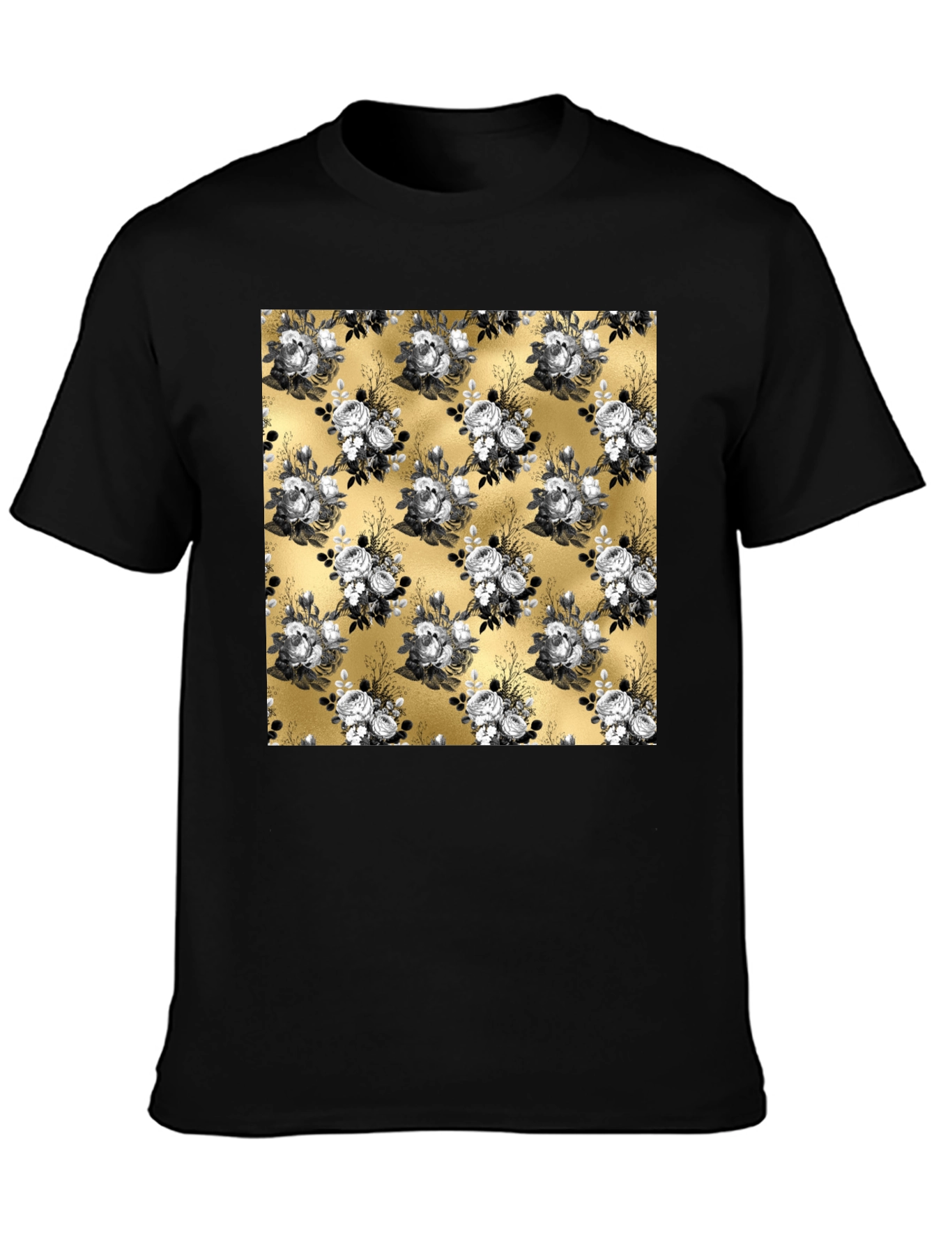 Floral Pattern T-Shirt - Black