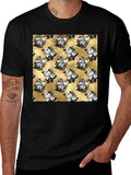 Floral Pattern T-Shirt - Black