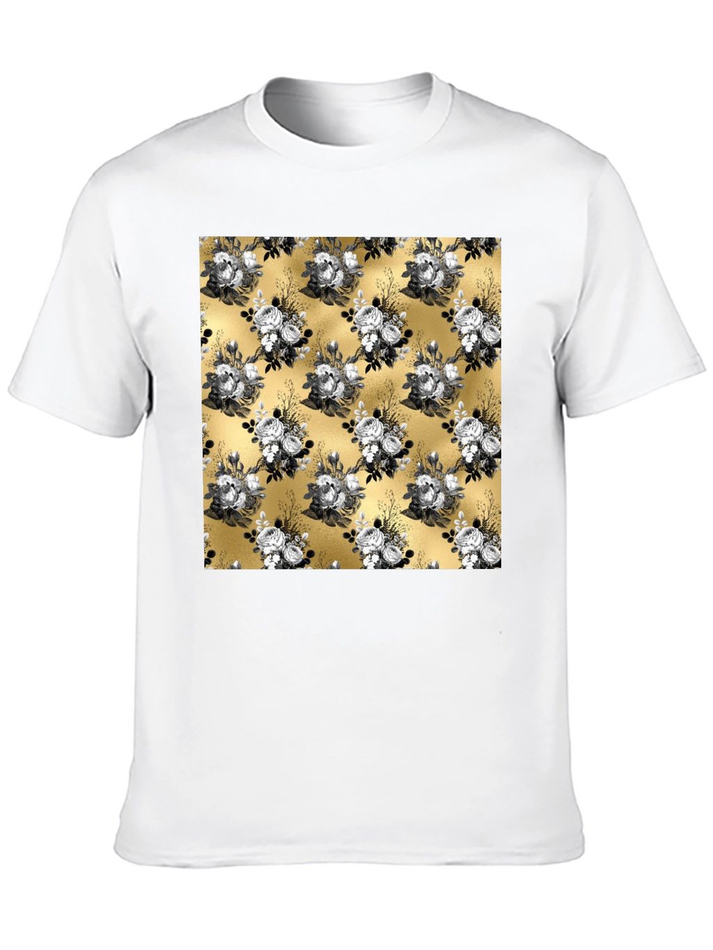 Floral Pattern T-Shirt - Black