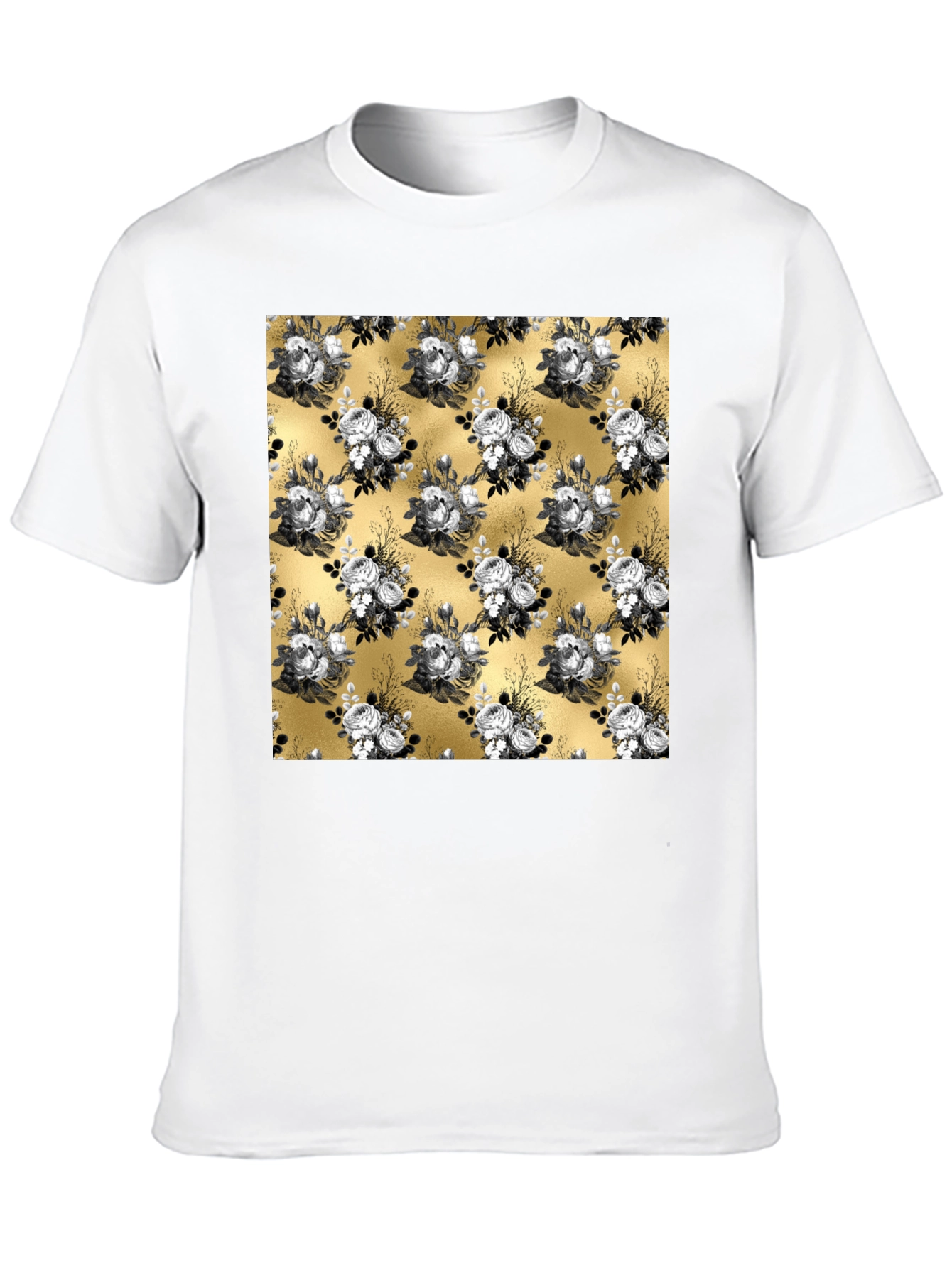 Floral Pattern T-Shirt - Black