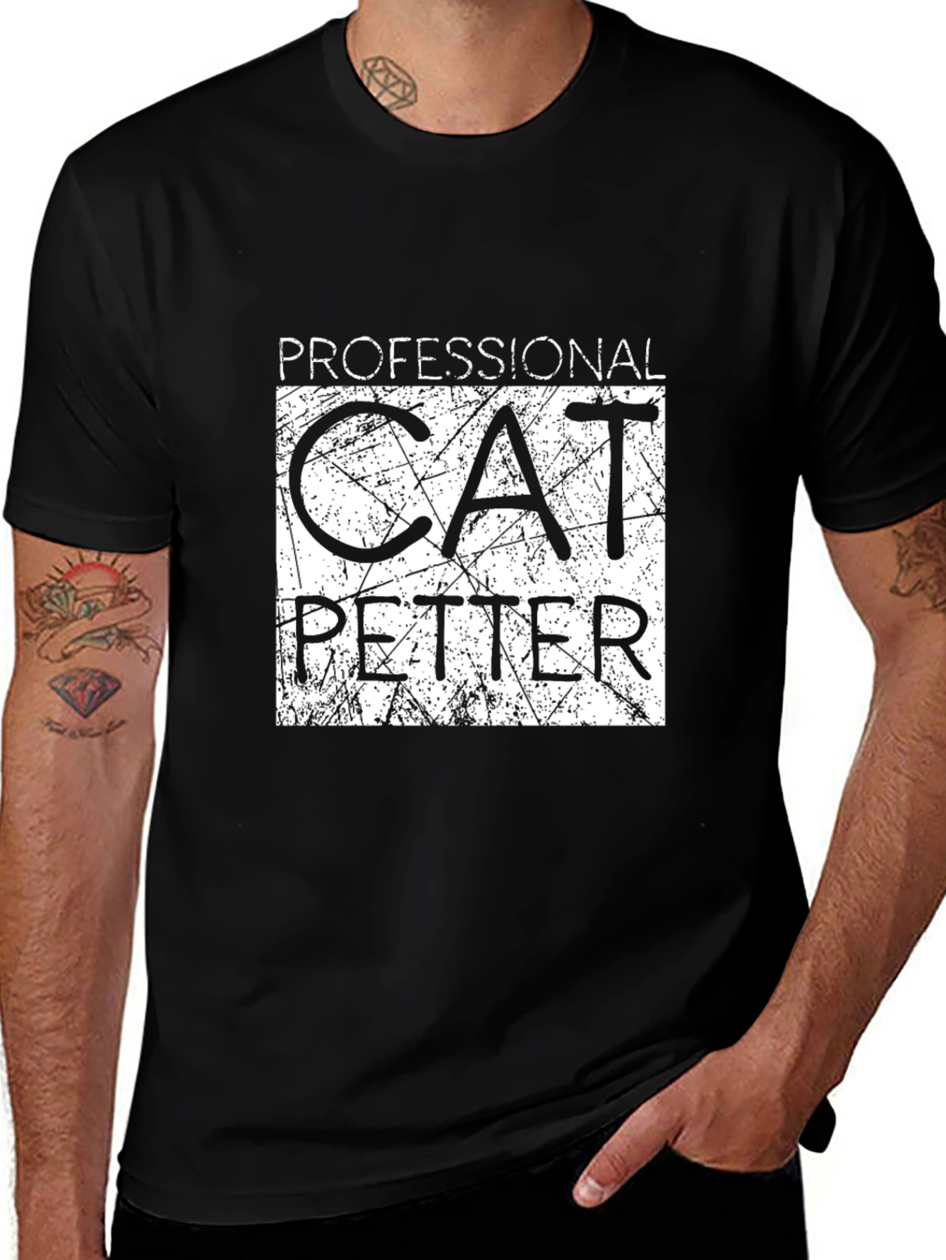 Professional Cat Petter Graphic Tee - Black