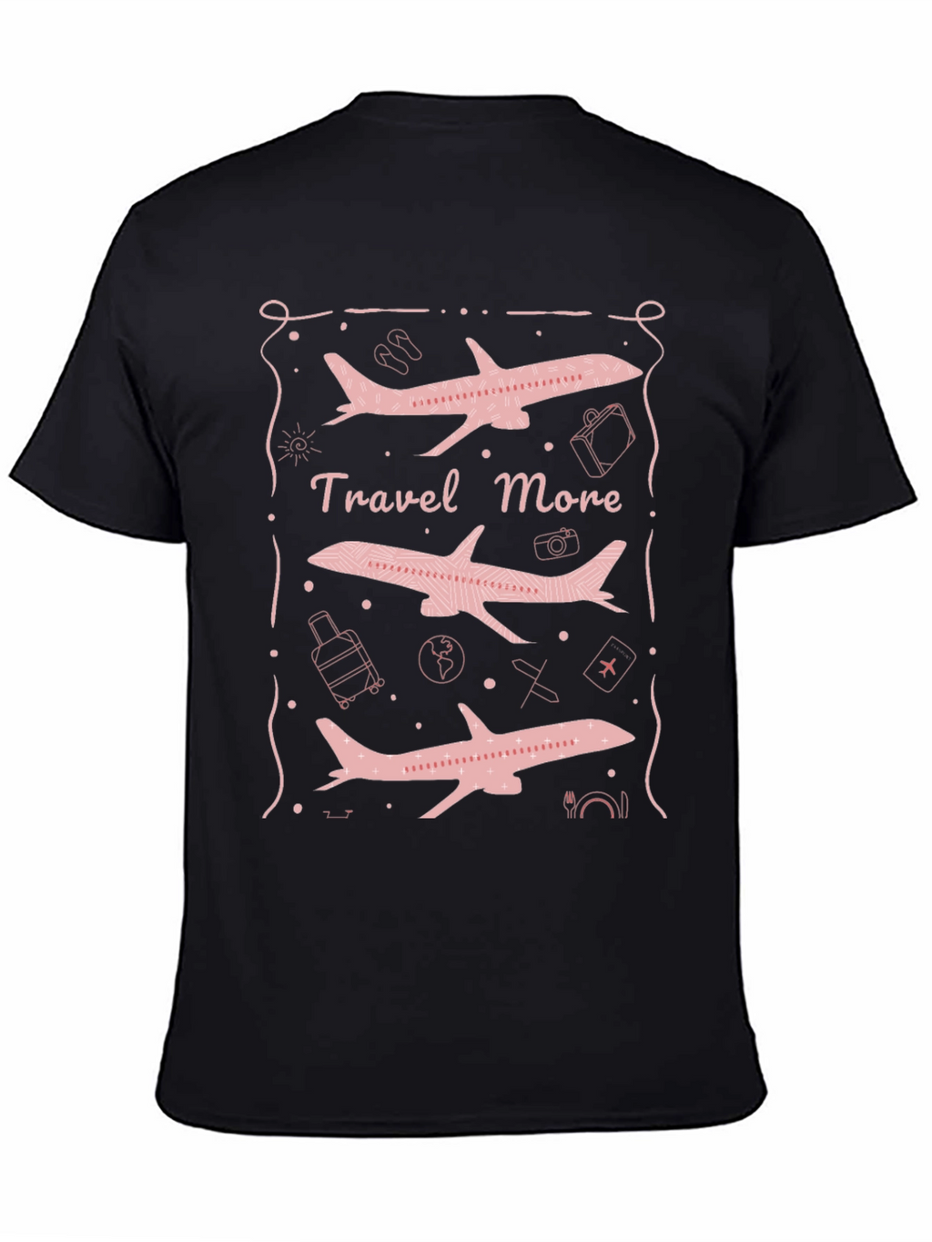 Travel More Airplane Graphic Tee - Black