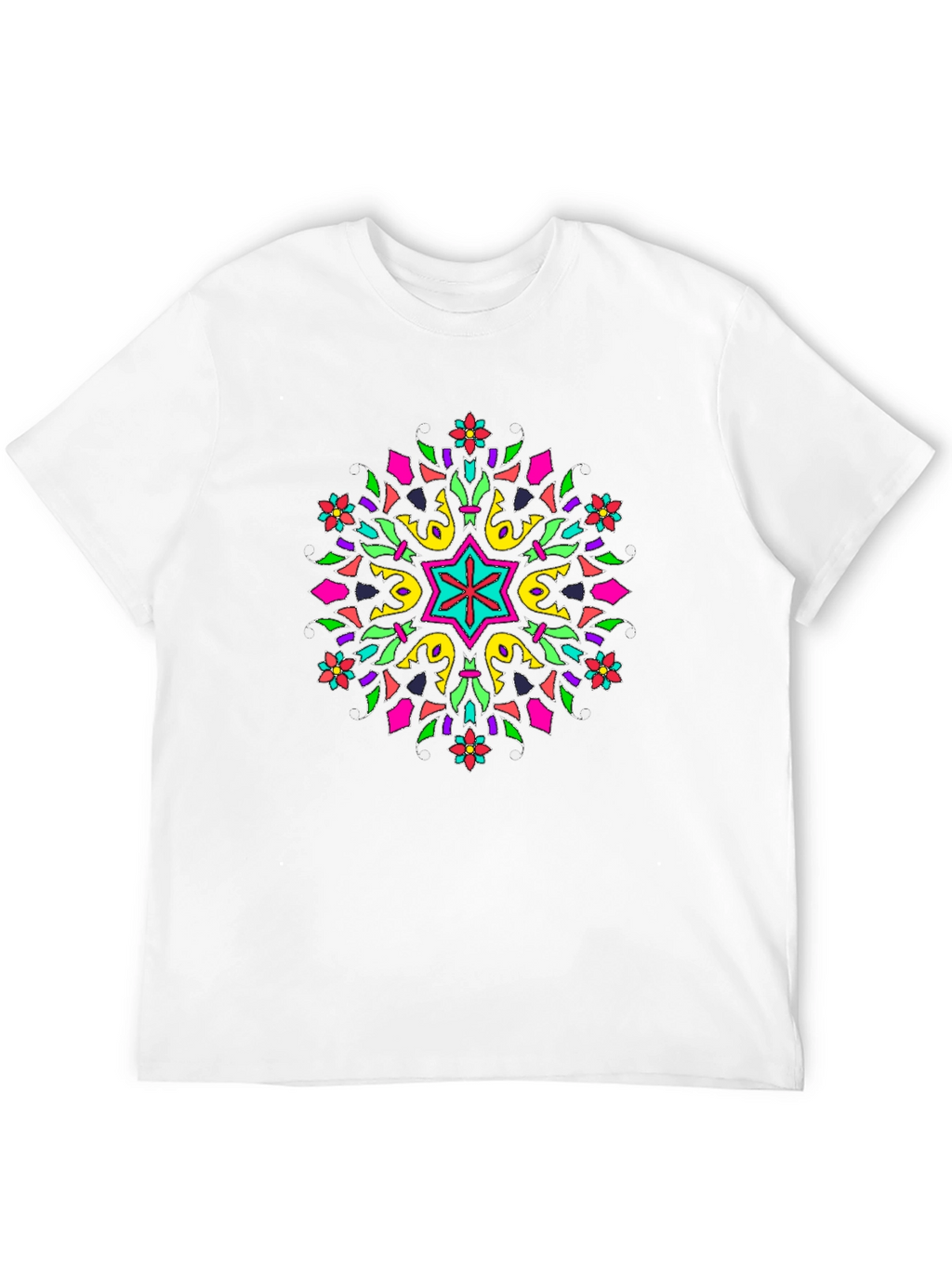 Vibrant Mandala Graphic Print Black T-Shirt