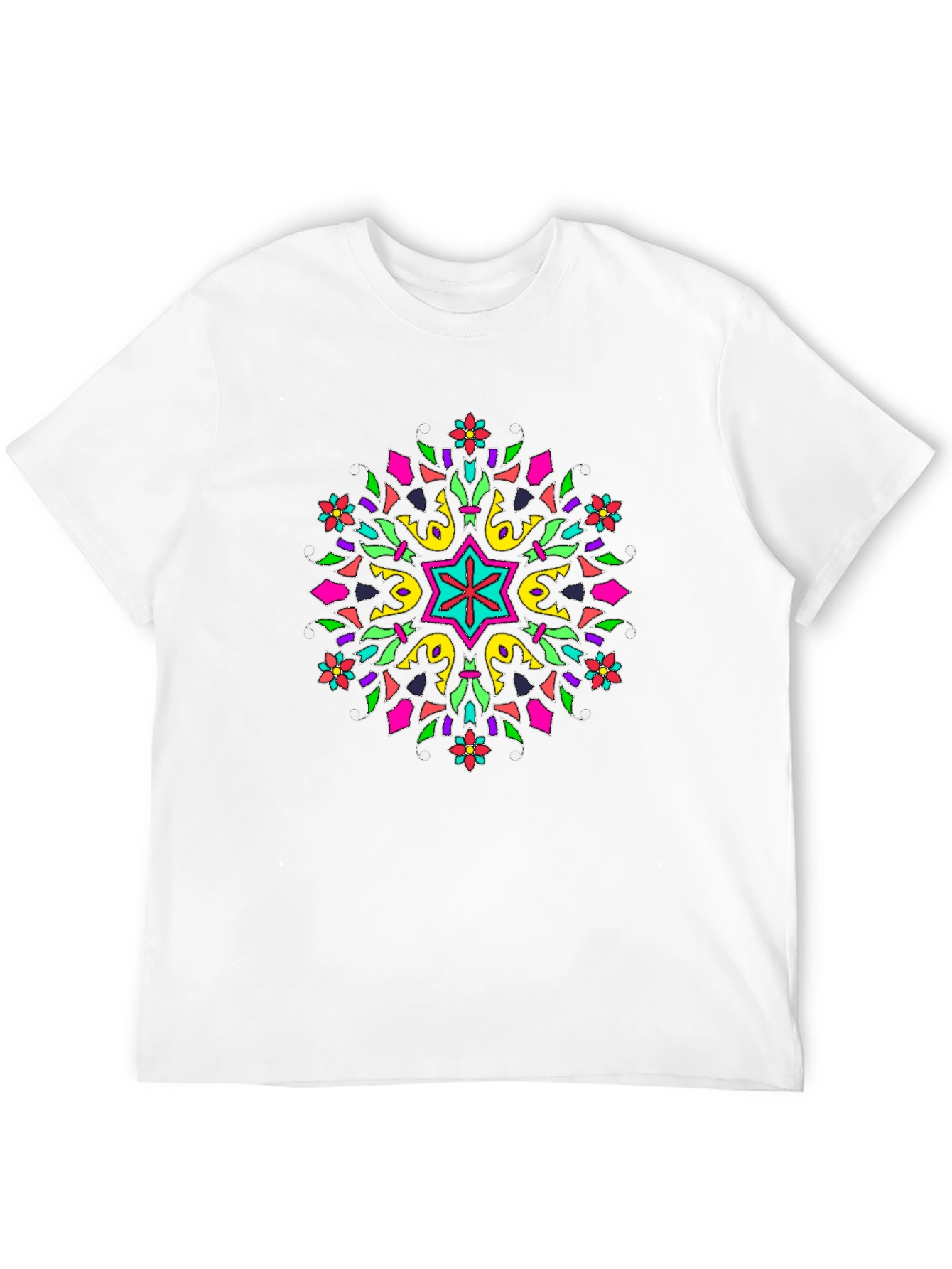 Vibrant Mandala Graphic Print Black T-Shirt