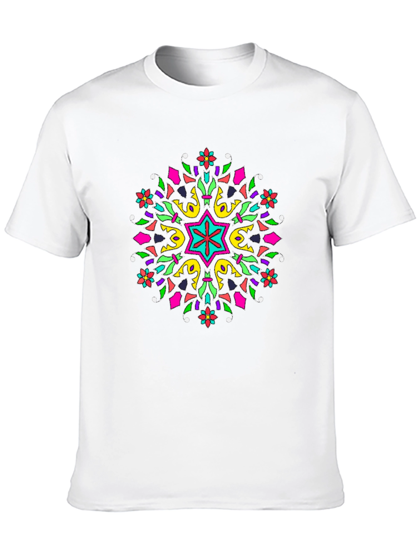 Vibrant Mandala Graphic Print Black T-Shirt