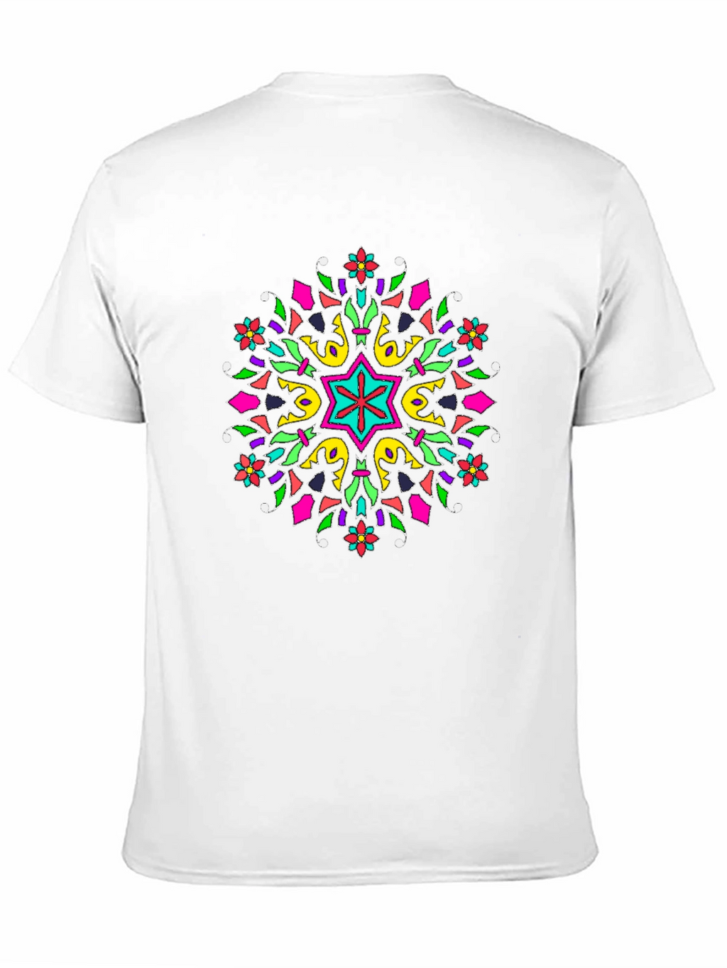 Vibrant Mandala Graphic Print Black T-Shirt