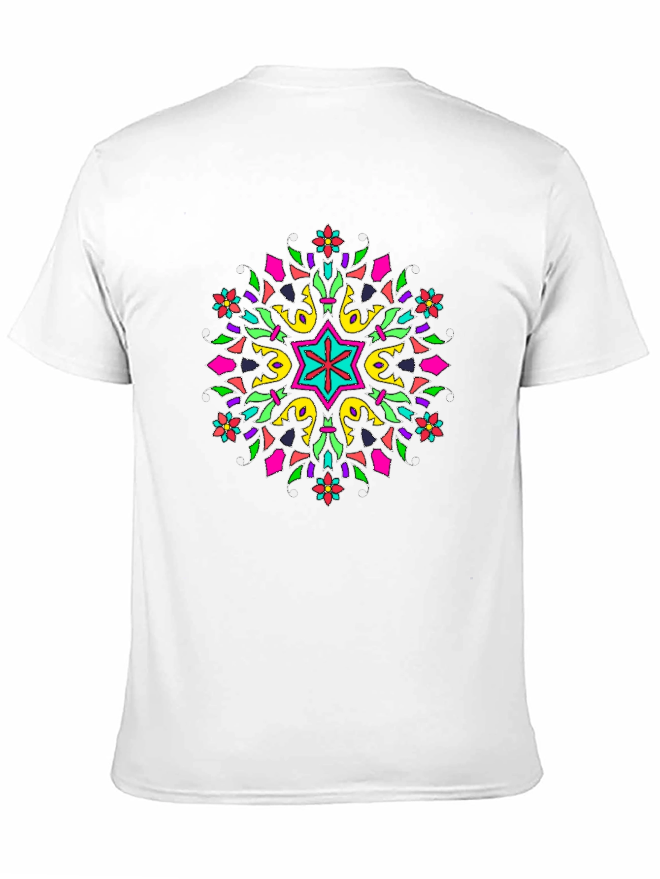 Vibrant Mandala Graphic Print Black T-Shirt