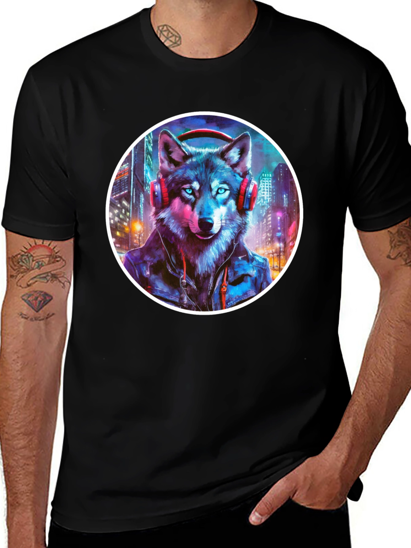 Wolf DJ Graphic Tee - Urban Style Shirt