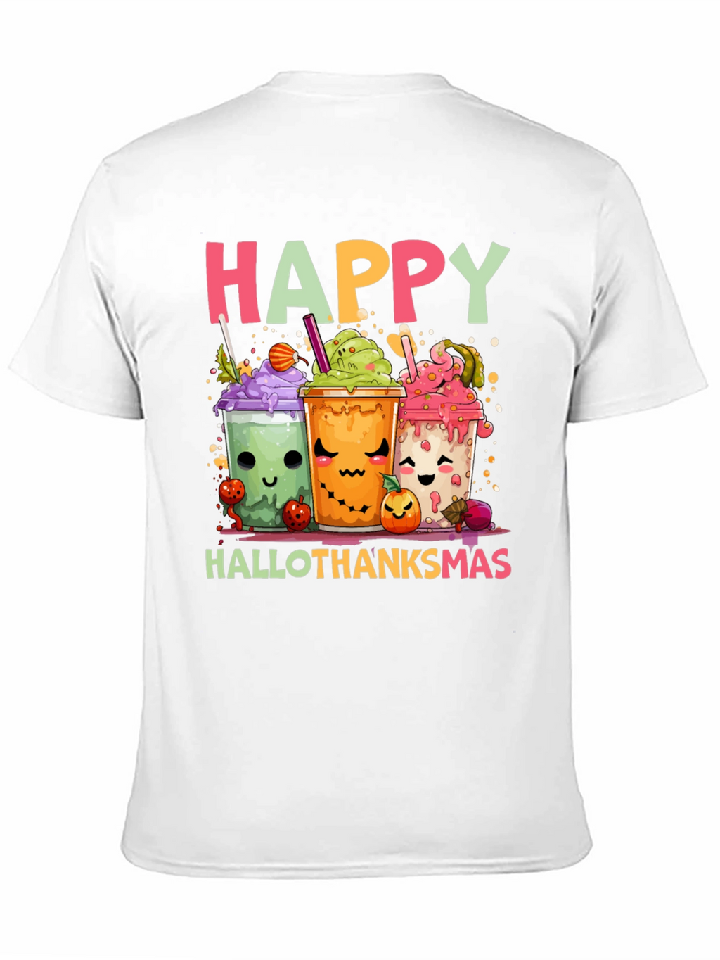 Happy Hallothanksmas T-Shirt - Cute Holiday Cartoon