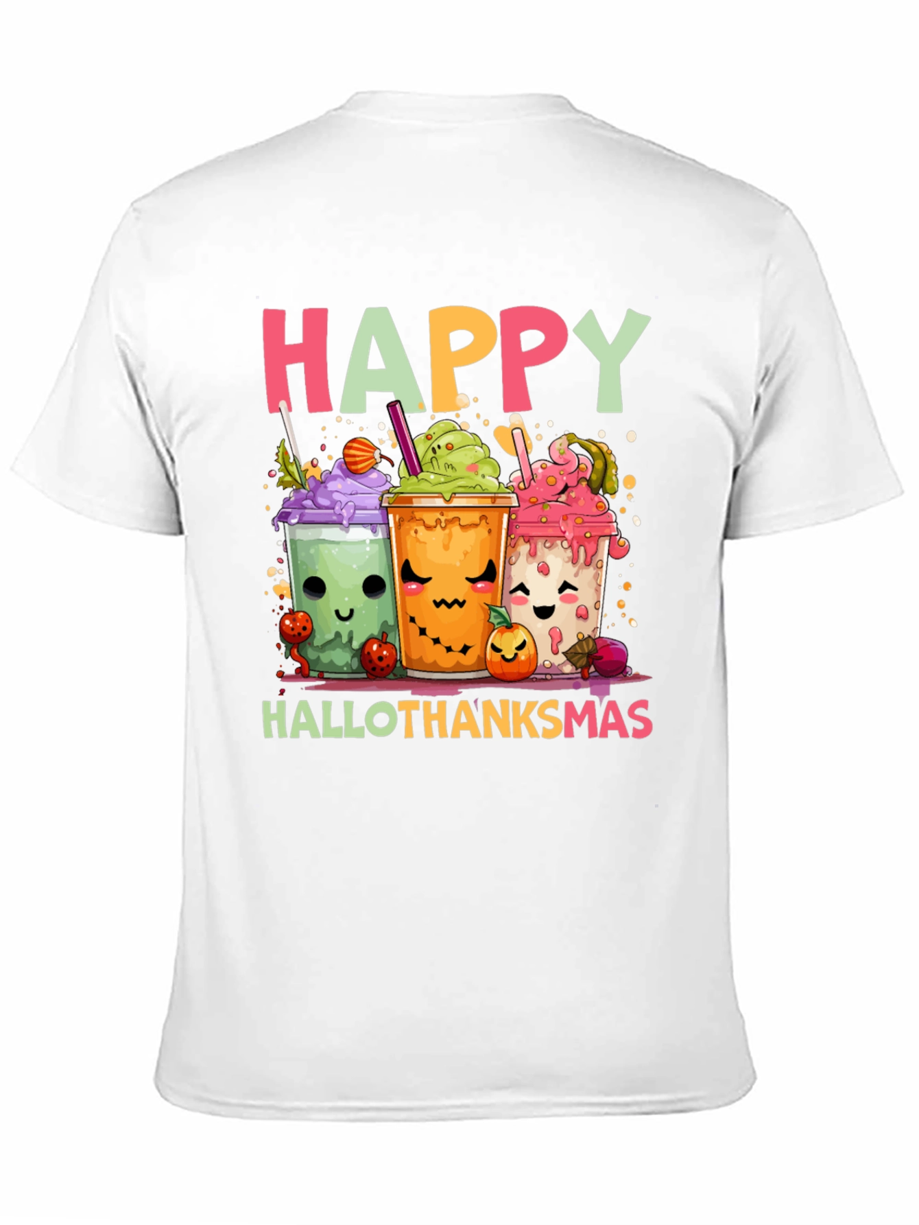 Happy Hallothanksmas T-Shirt - Cute Holiday Cartoon