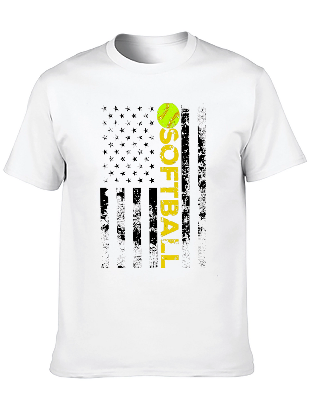 Softball Flag T-Shirt - Distressed USA Design