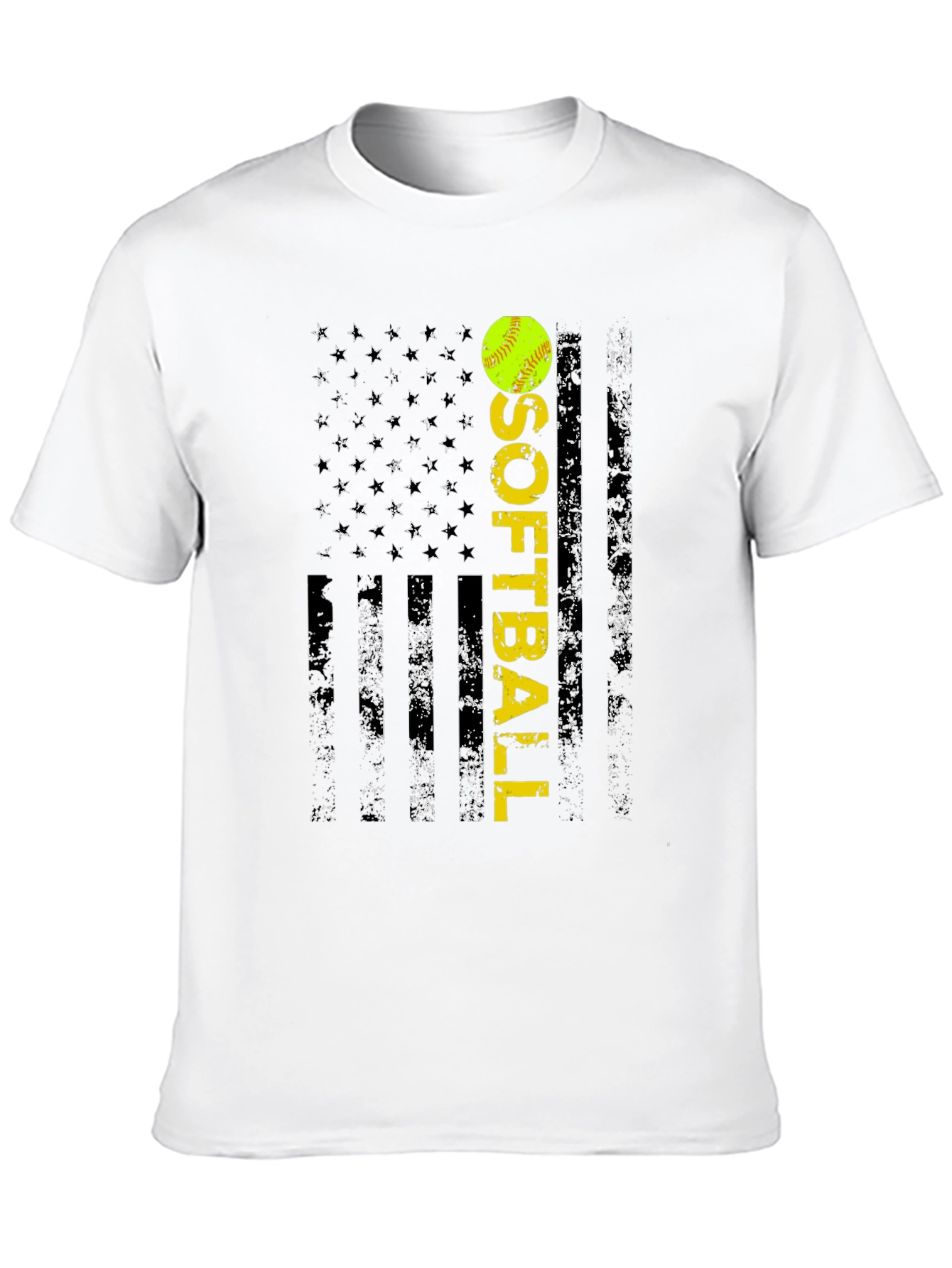 Softball Flag T-Shirt - Distressed USA Design
