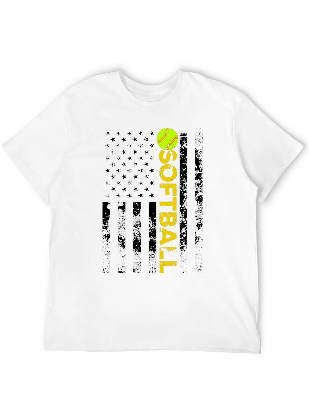 Softball Flag T-Shirt - Distressed USA Design