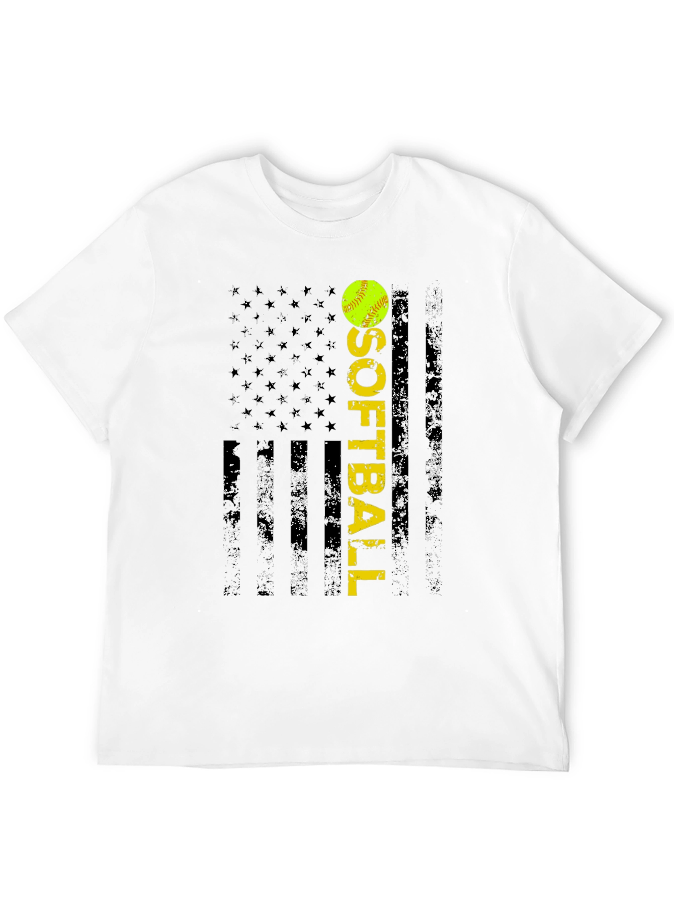 Softball Flag T-Shirt - Distressed USA Design