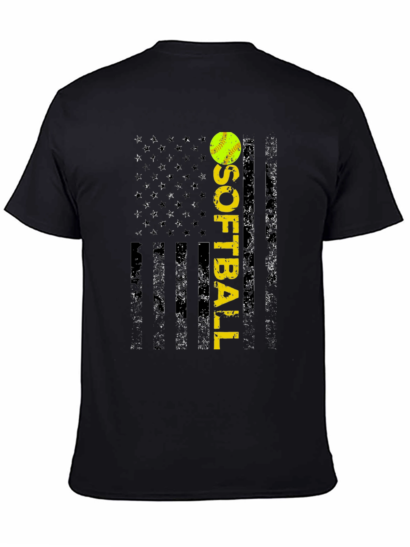 Softball Flag T-Shirt - Distressed USA Design