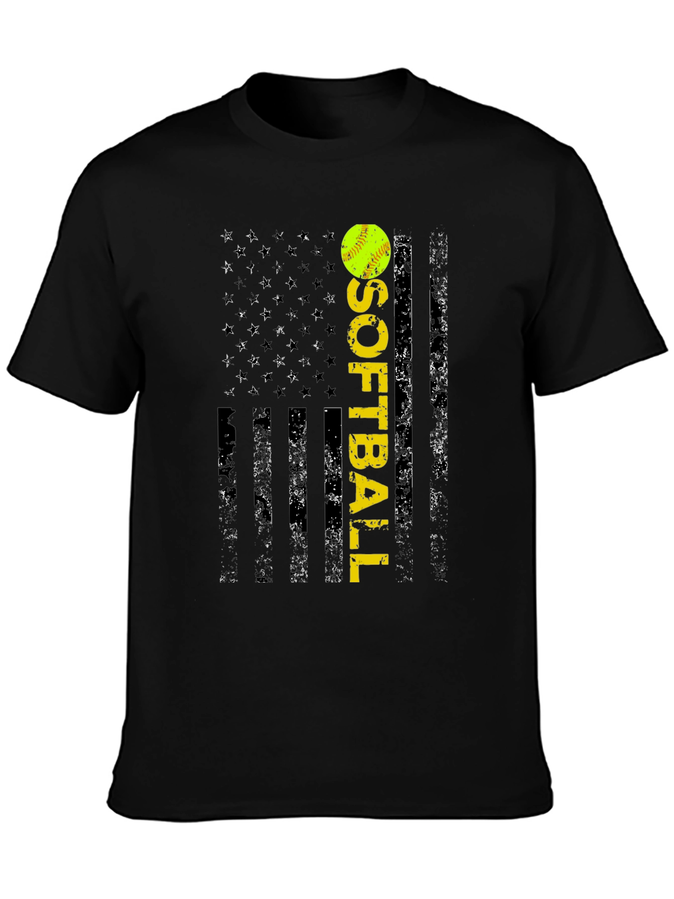 Softball Flag T-Shirt - Distressed USA Design