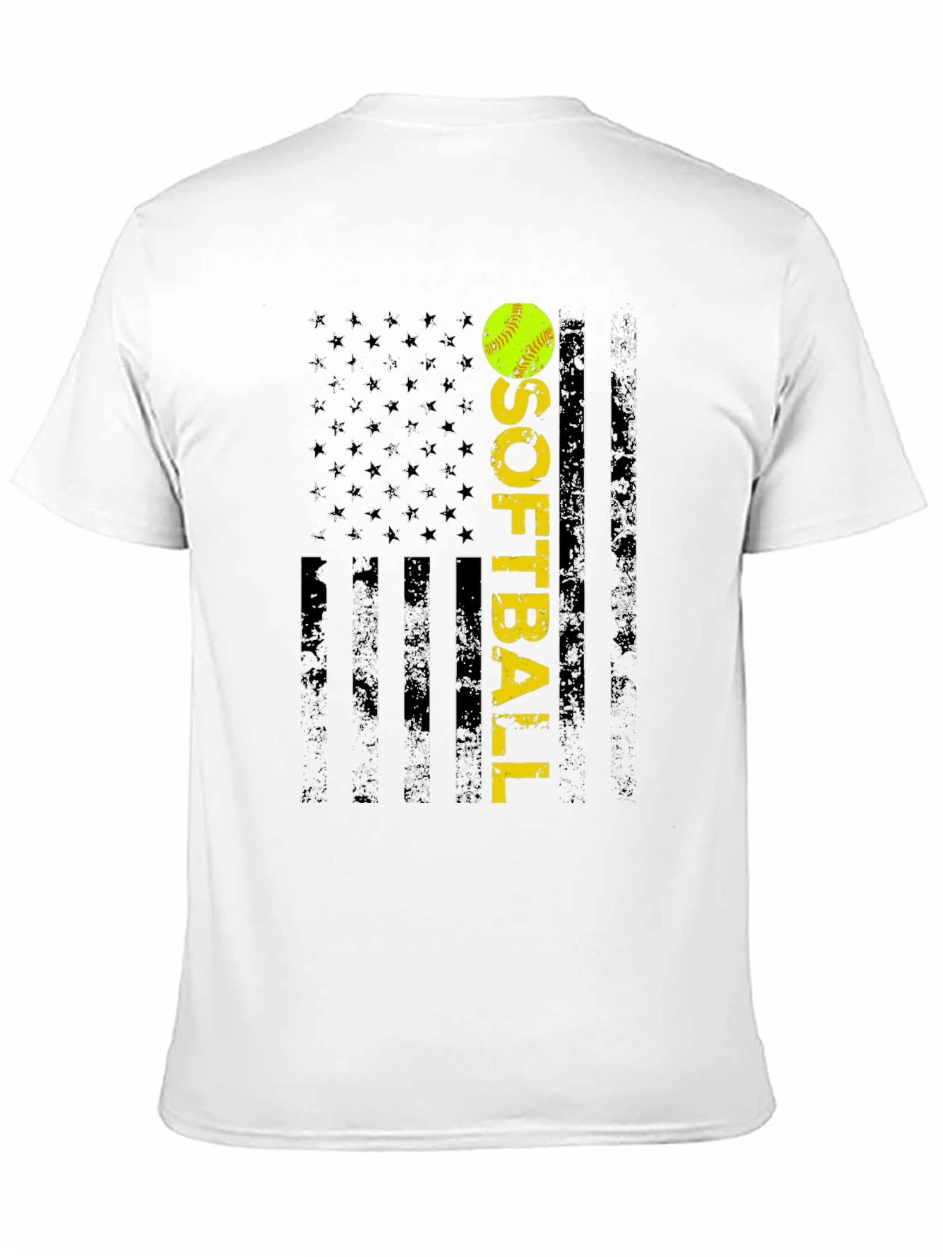 Softball Flag T-Shirt - Distressed USA Design