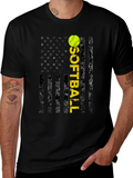 Softball Flag T-Shirt - Distressed USA Design
