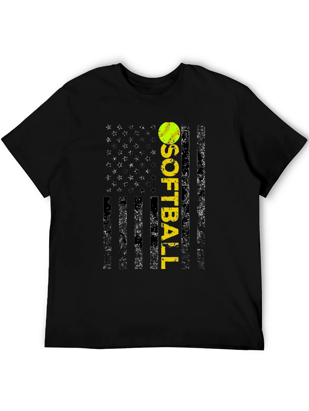 Softball Flag T-Shirt - Distressed USA Design