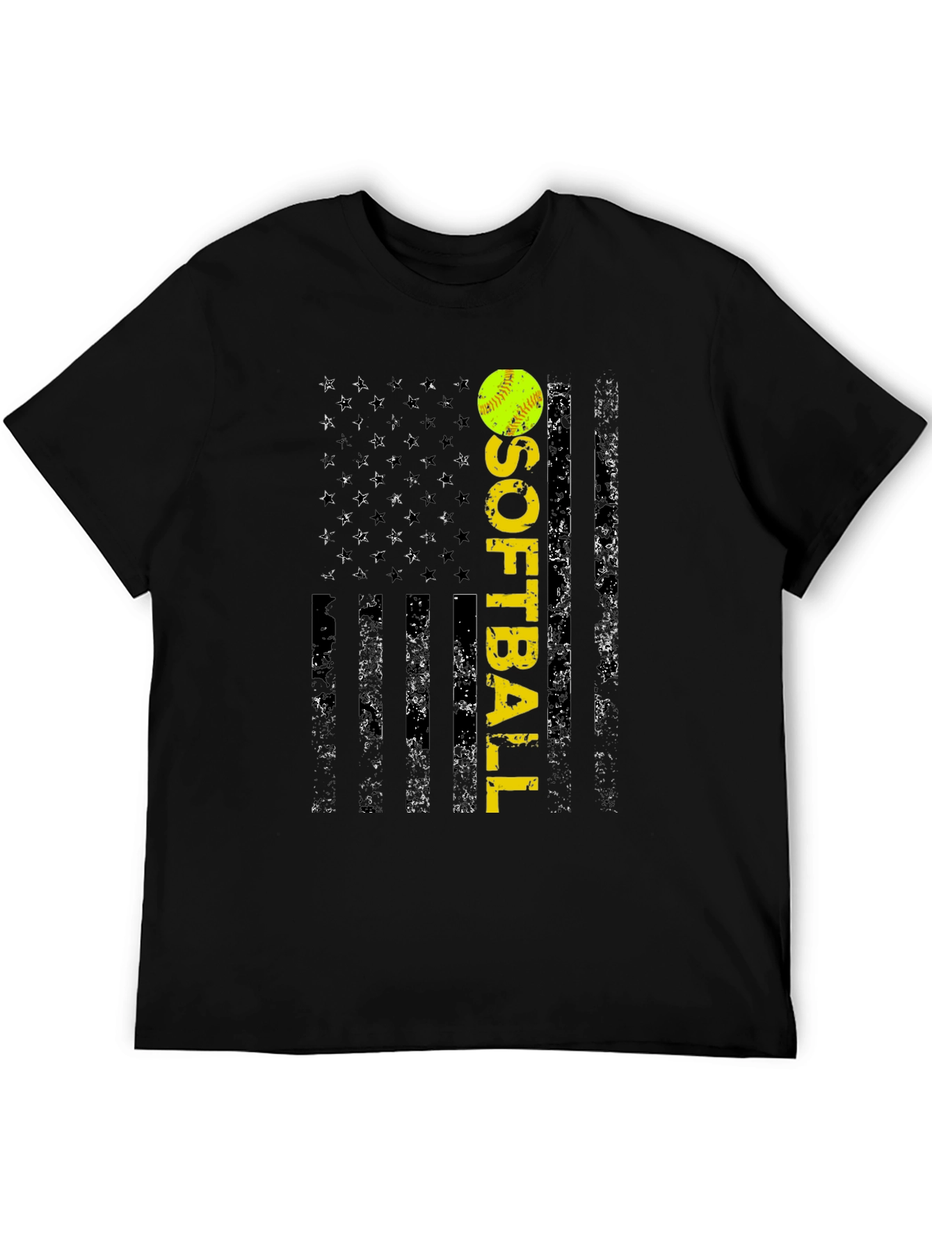 Softball Flag T-Shirt - Distressed USA Design