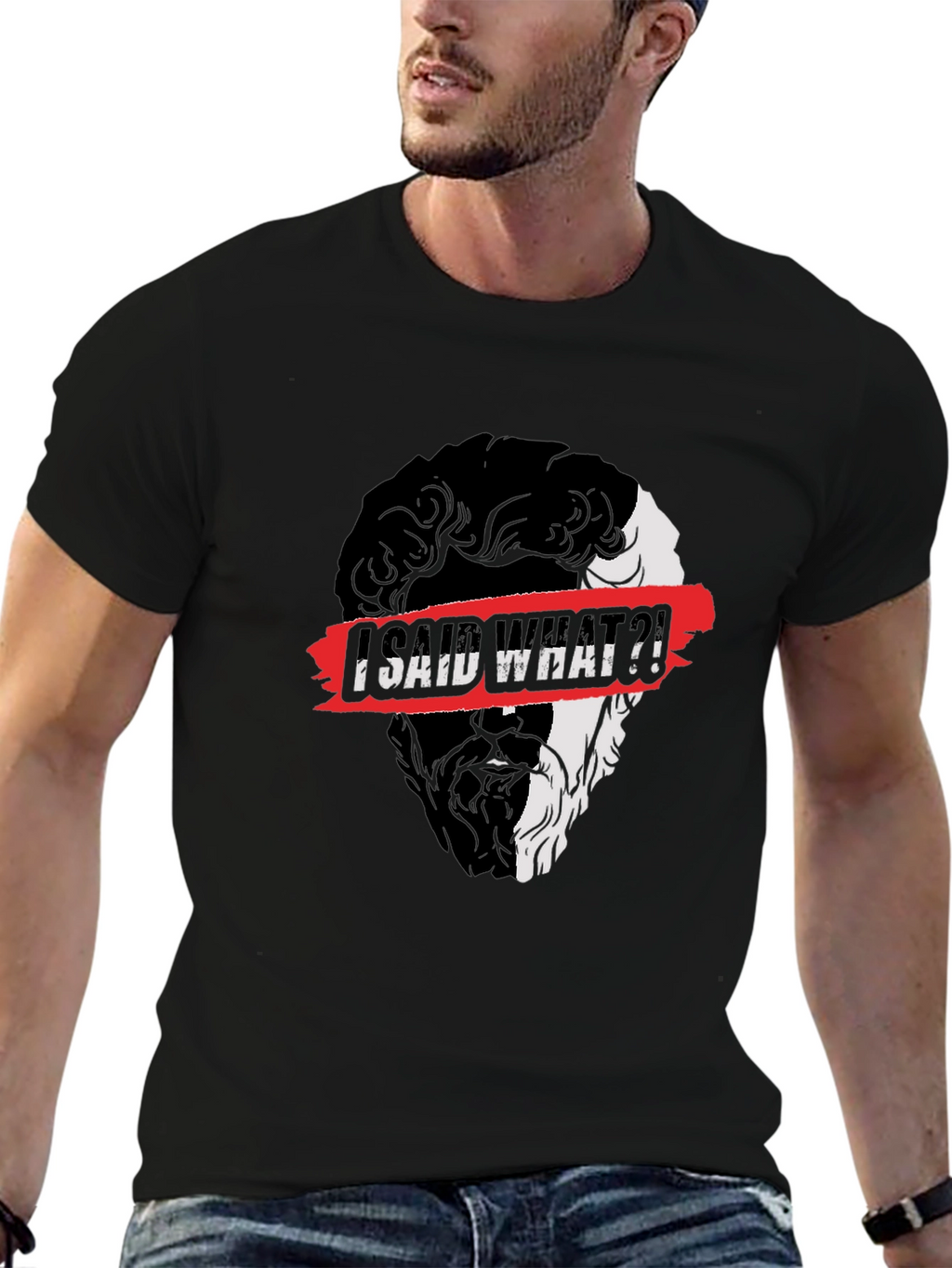 I Said What?! Graphic Print Black T-Shirt