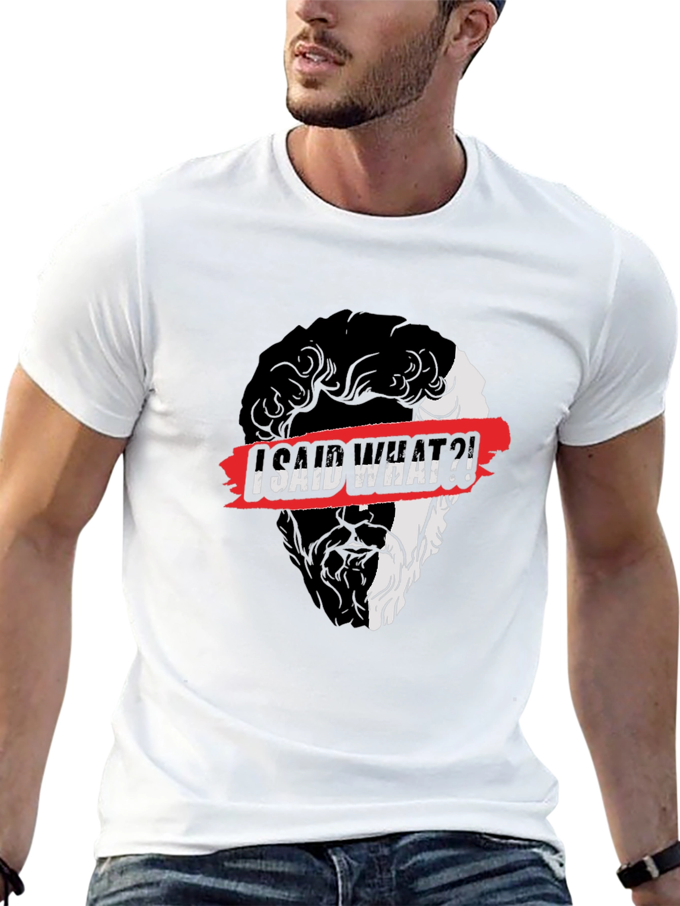 I Said What?! Graphic Print Black T-Shirt