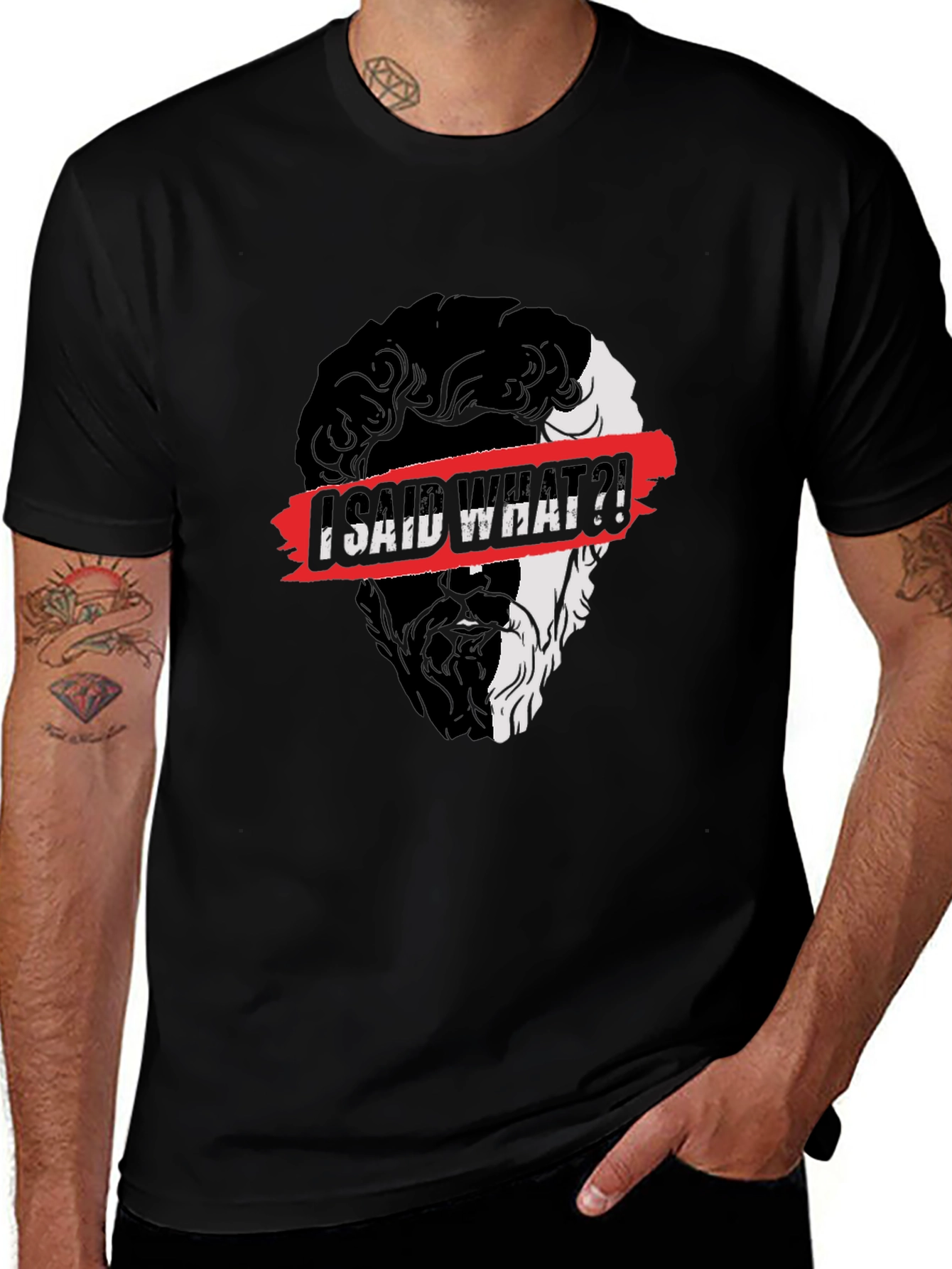 I Said What?! Graphic Print Black T-Shirt