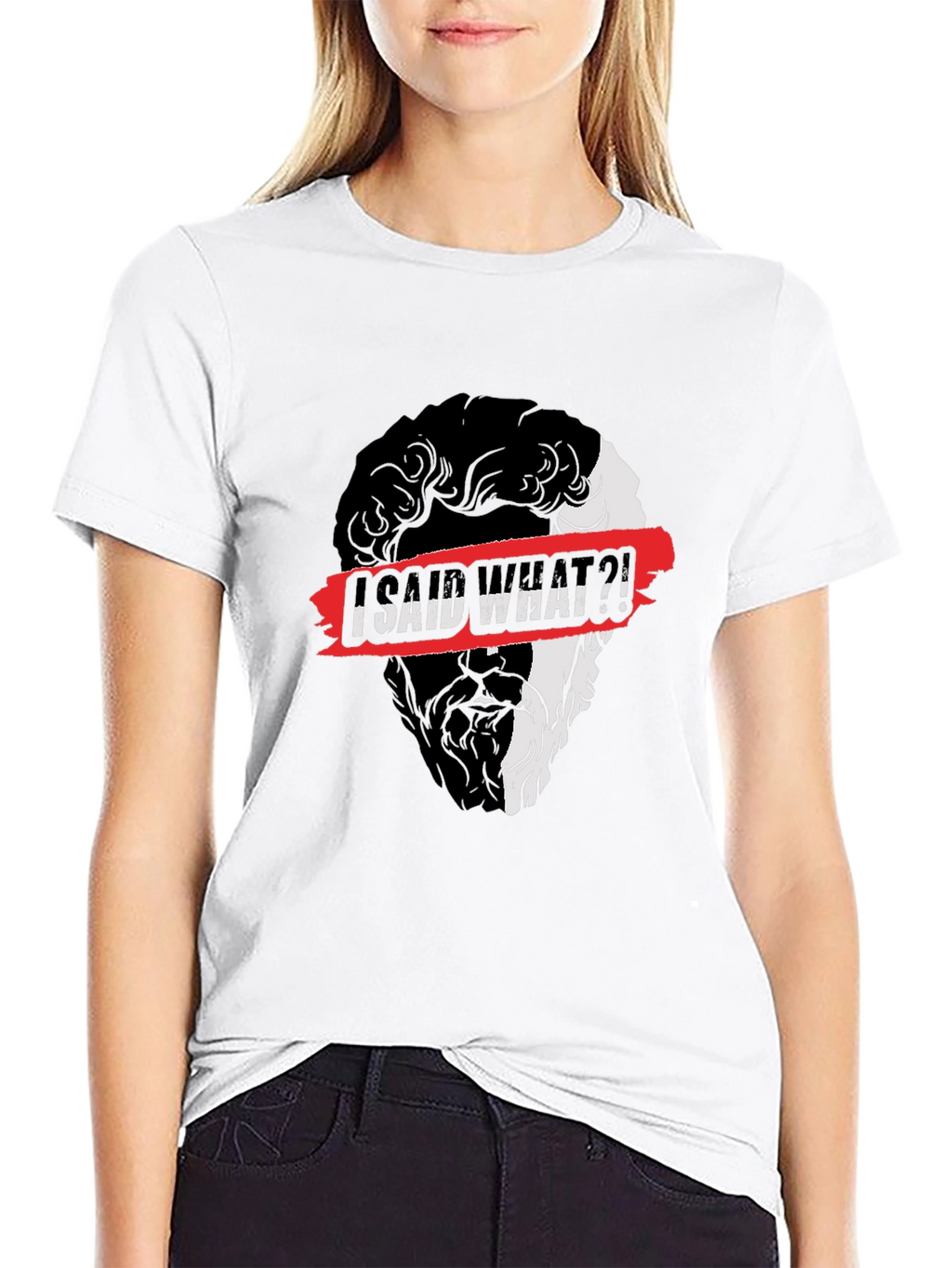 I Said What?! Graphic Print Black T-Shirt