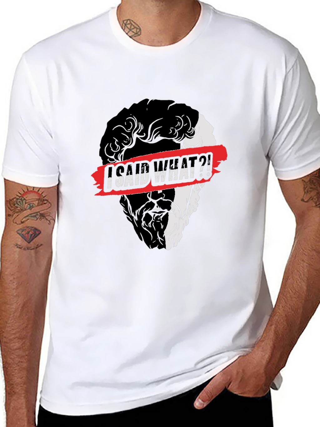 I Said What?! Graphic Print Black T-Shirt