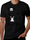 Eat Sleep Cat Repeat Graphic Tee