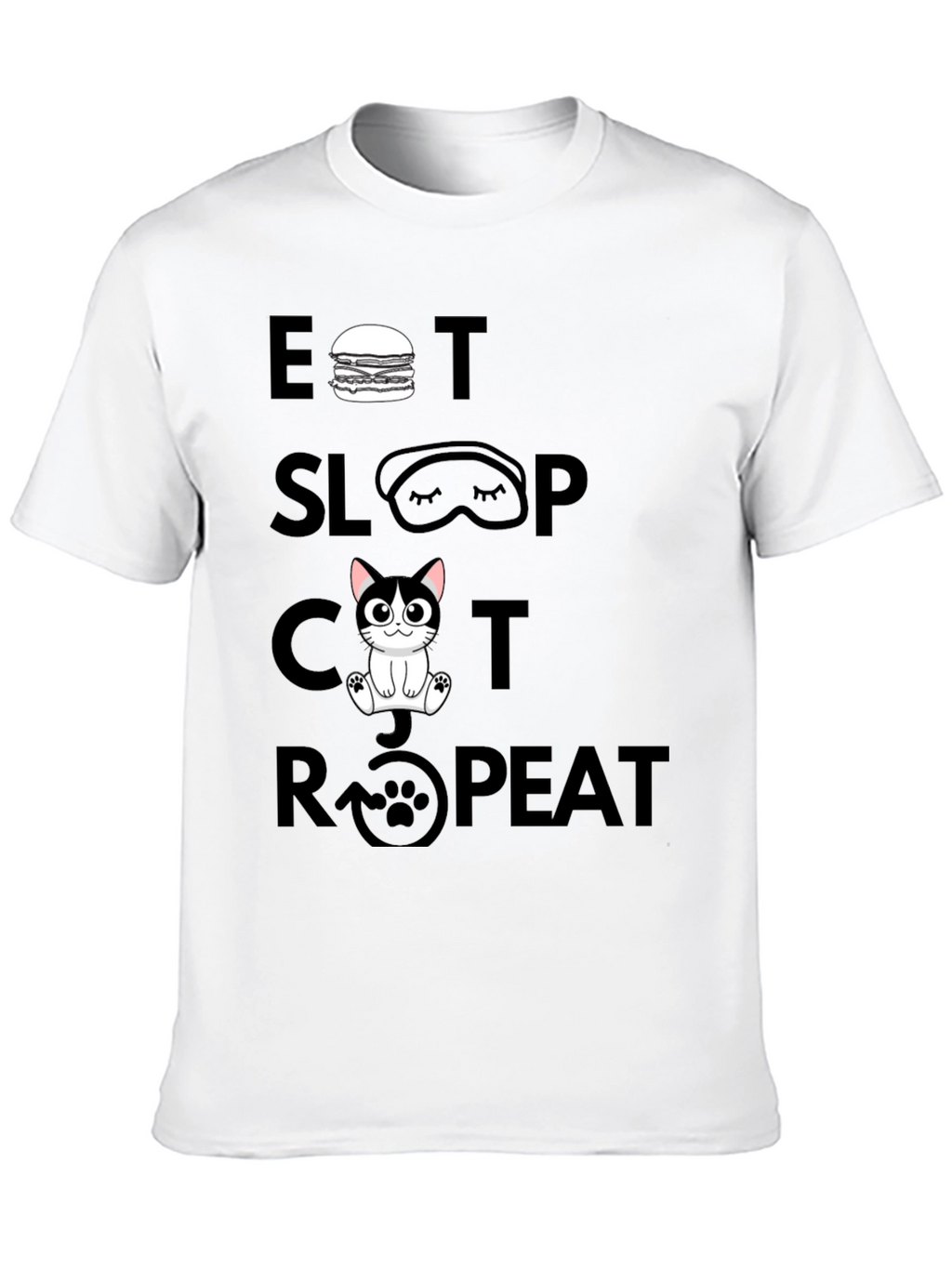Eat Sleep Cat Repeat Graphic Tee