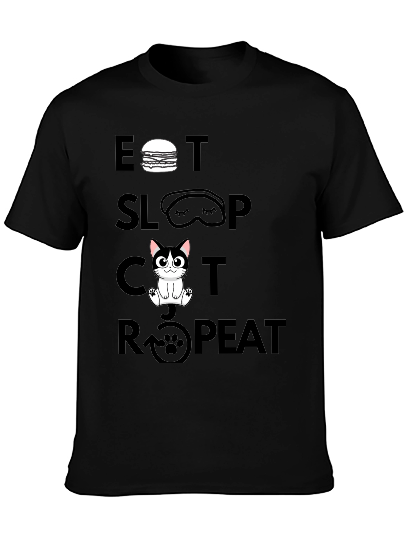 Eat Sleep Cat Repeat Graphic Tee